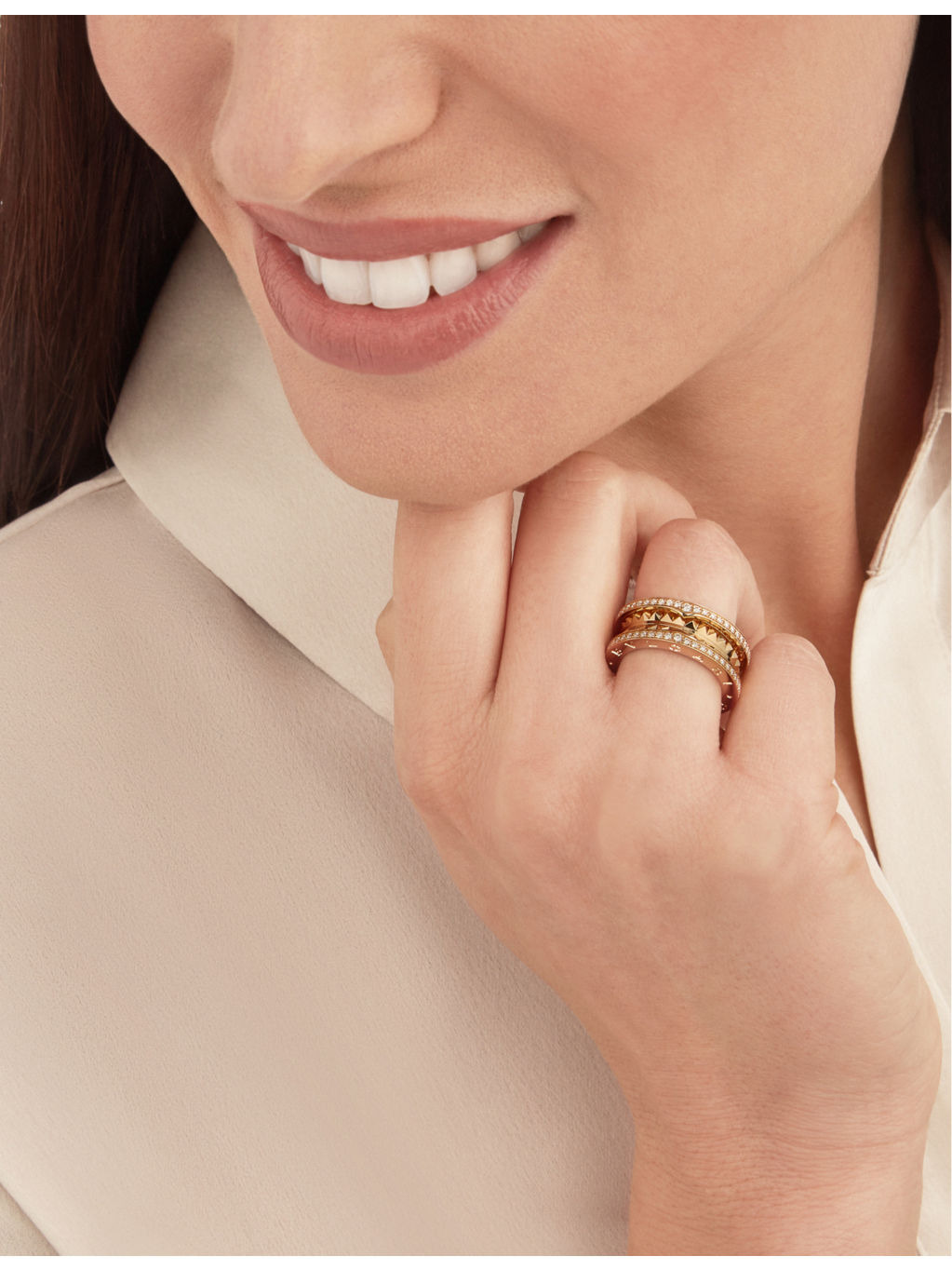 B.zero1 two-band 18ct yellow-gold and 0.51ct round-cut diamond band ring - 7