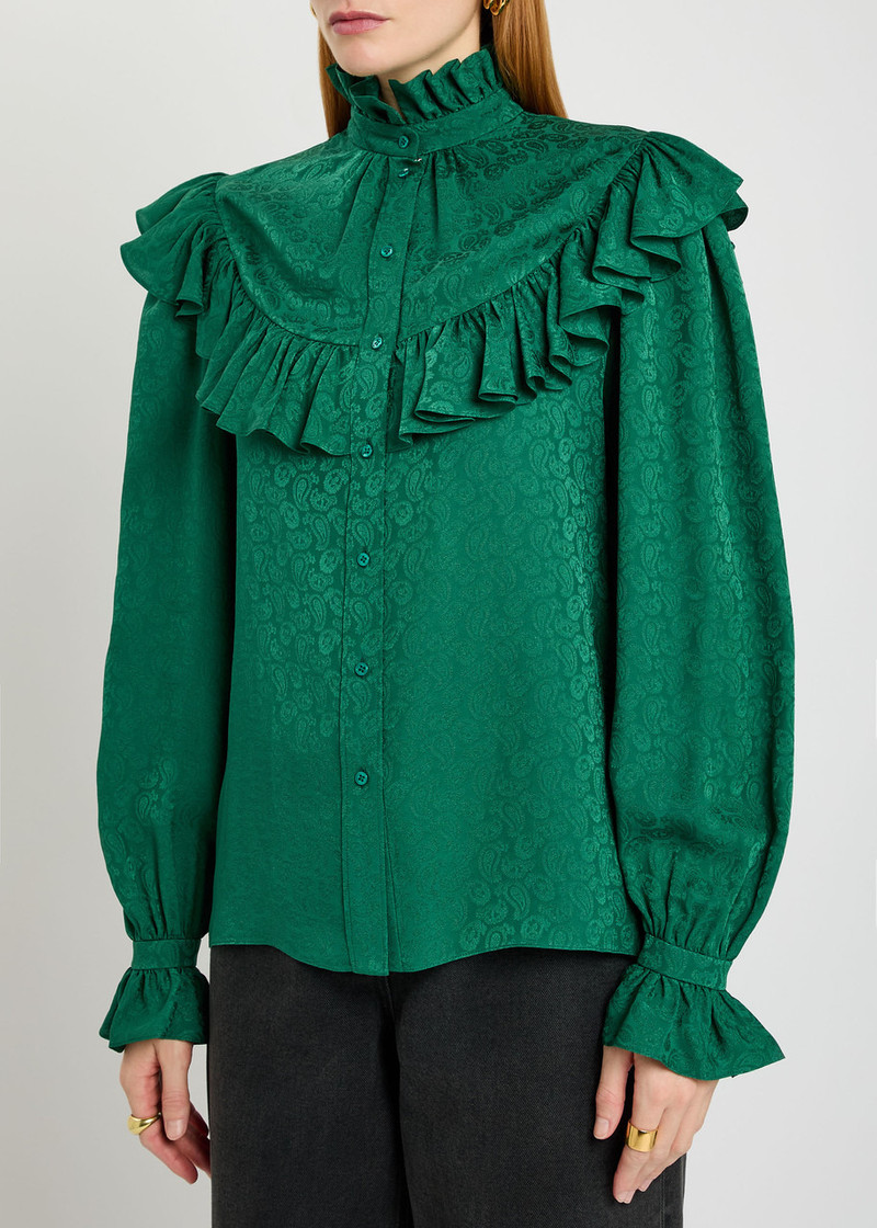 SAINT LAURENT Saint Laurent Paisley-jacquard Silk Blouse outlook