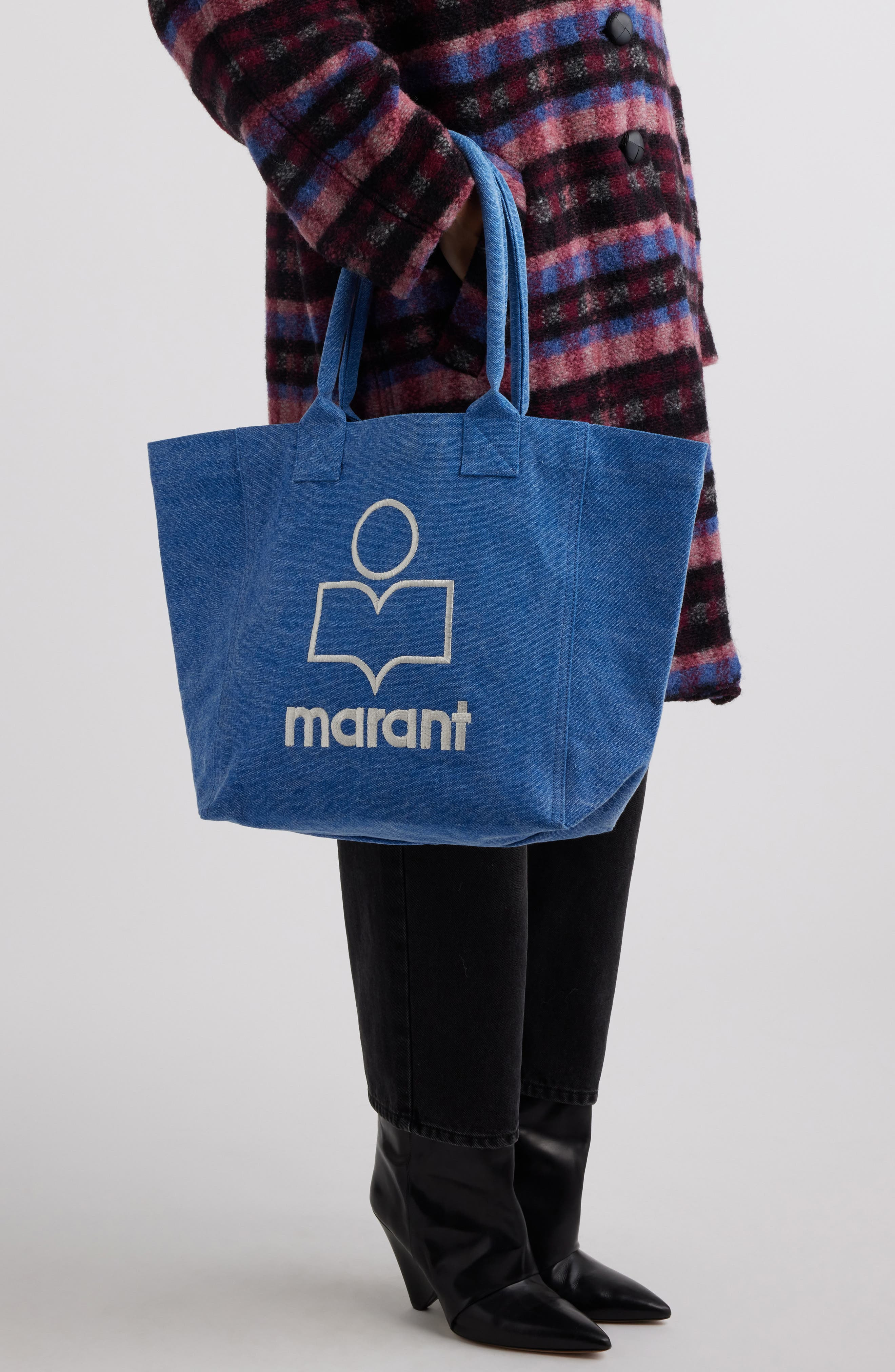 Isabel Marant Small Yenky Embroidered Logo Tote in Blue at Nordstrom - 2