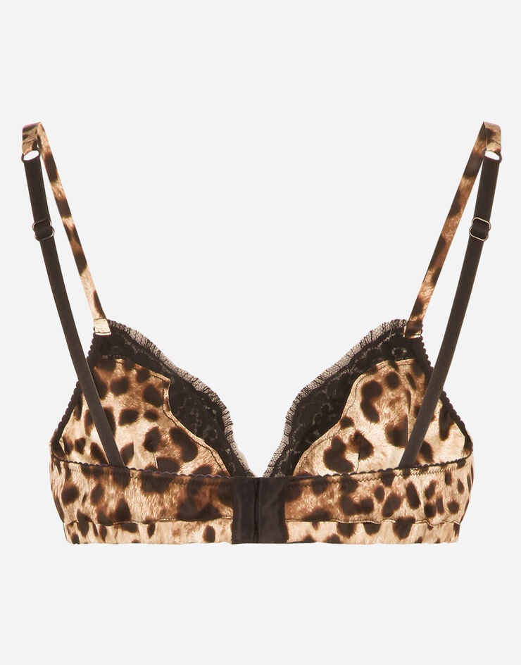 Leopard-print padded triangle bikini top - 4