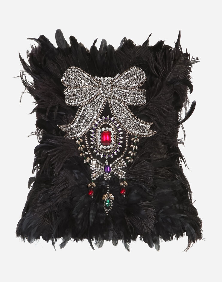 Feather bustier with crystal rhinestone decoration - 3