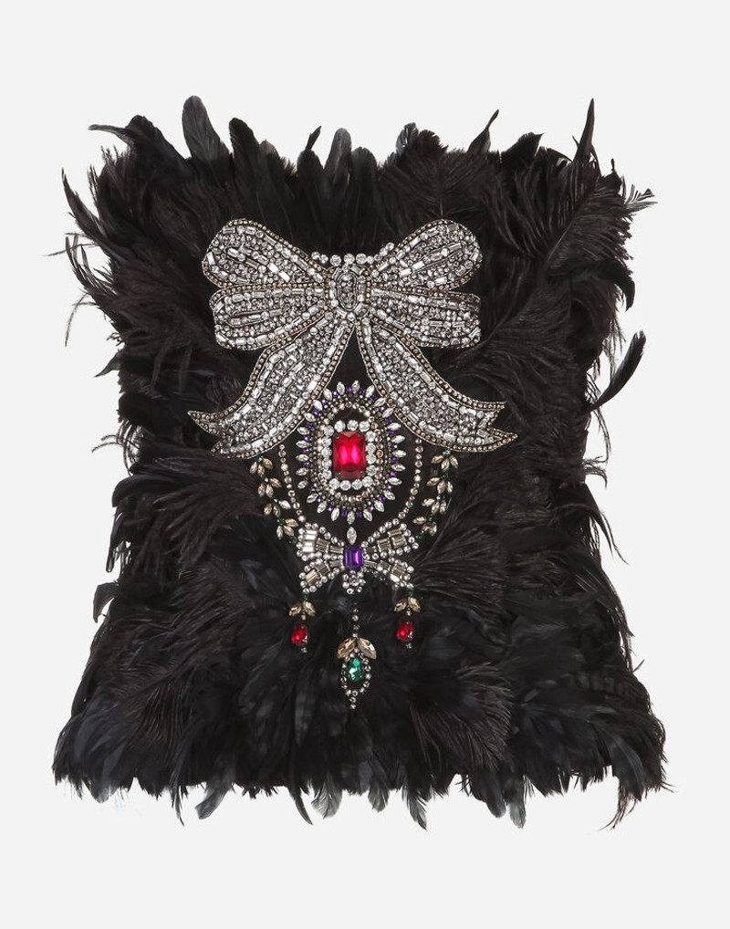 Feather bustier with crystal rhinestone decoration 3