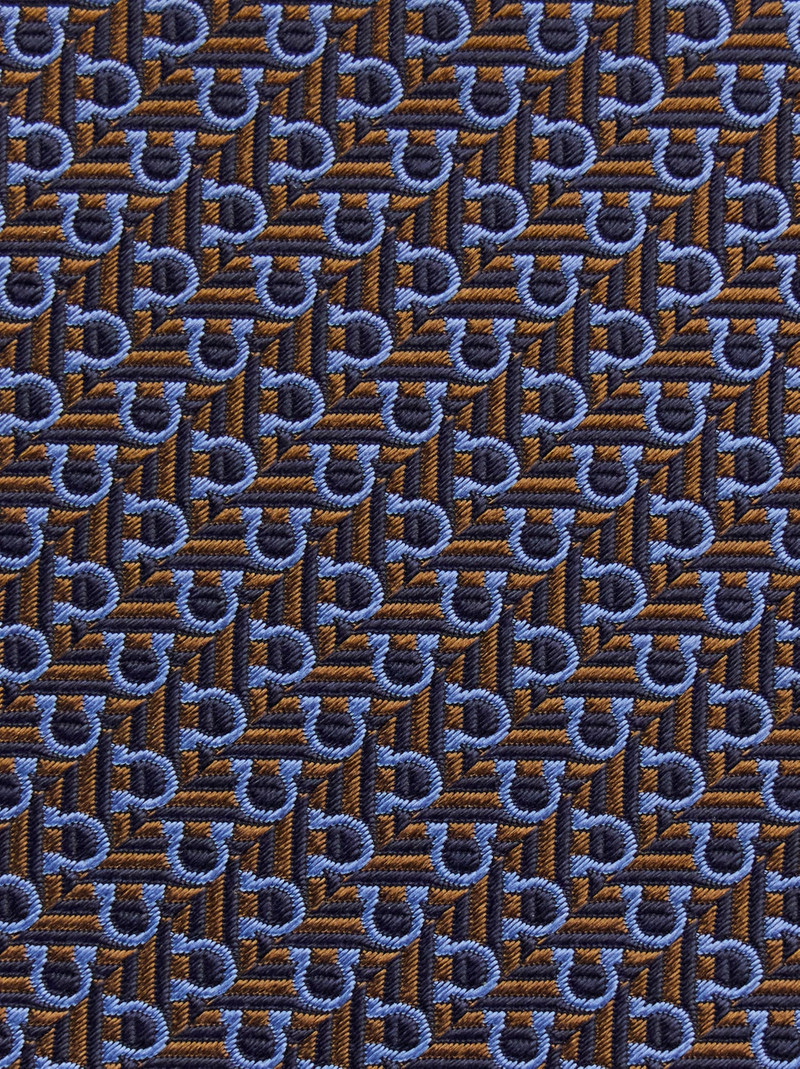 FERRAGAMO Jacquard tie with diagonal Gancini outlook