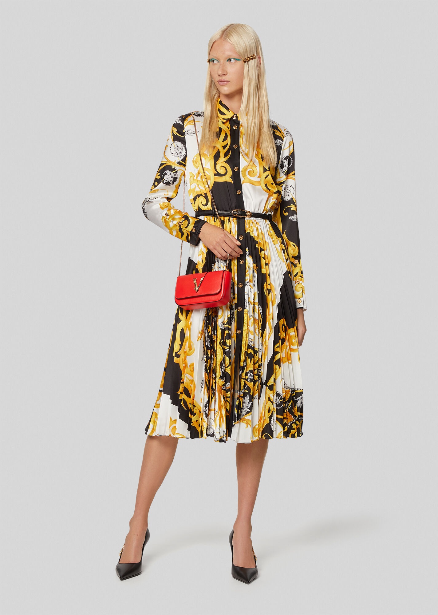 Barocco Acanthus Print Silk Shirt Dress - 4