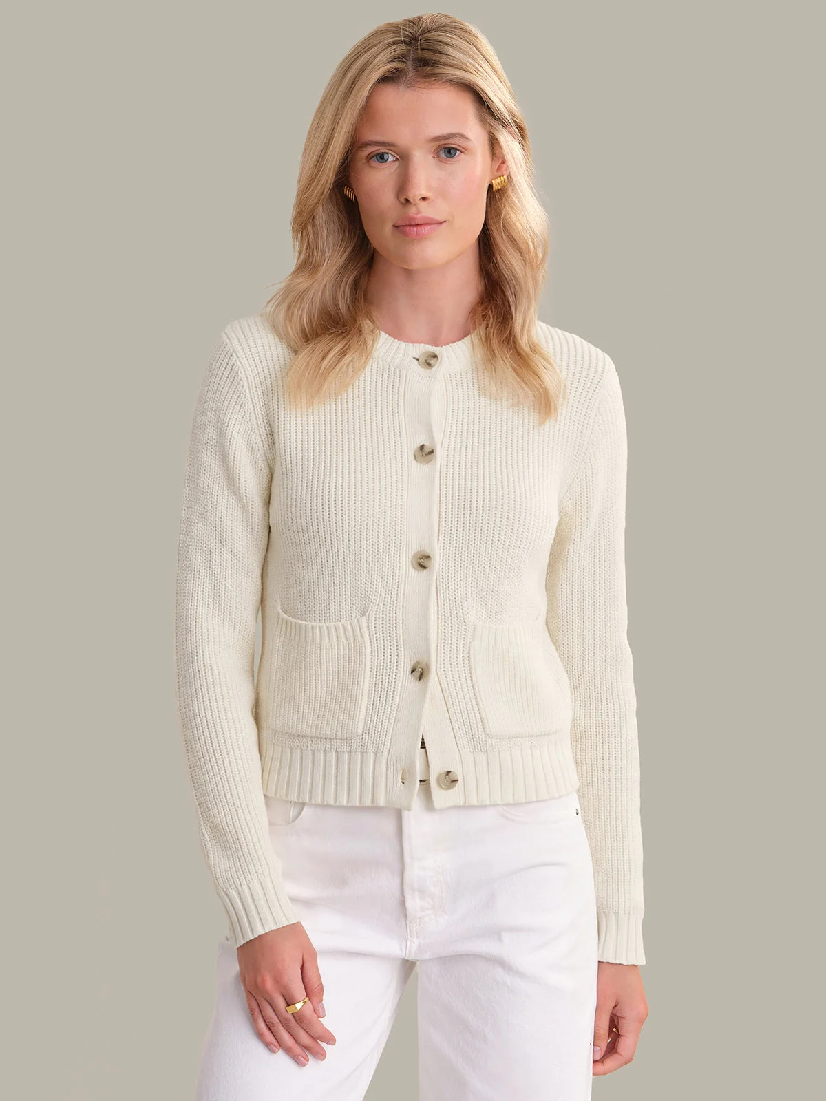 Palmer: Crewneck Cotton Cardigan - 1
