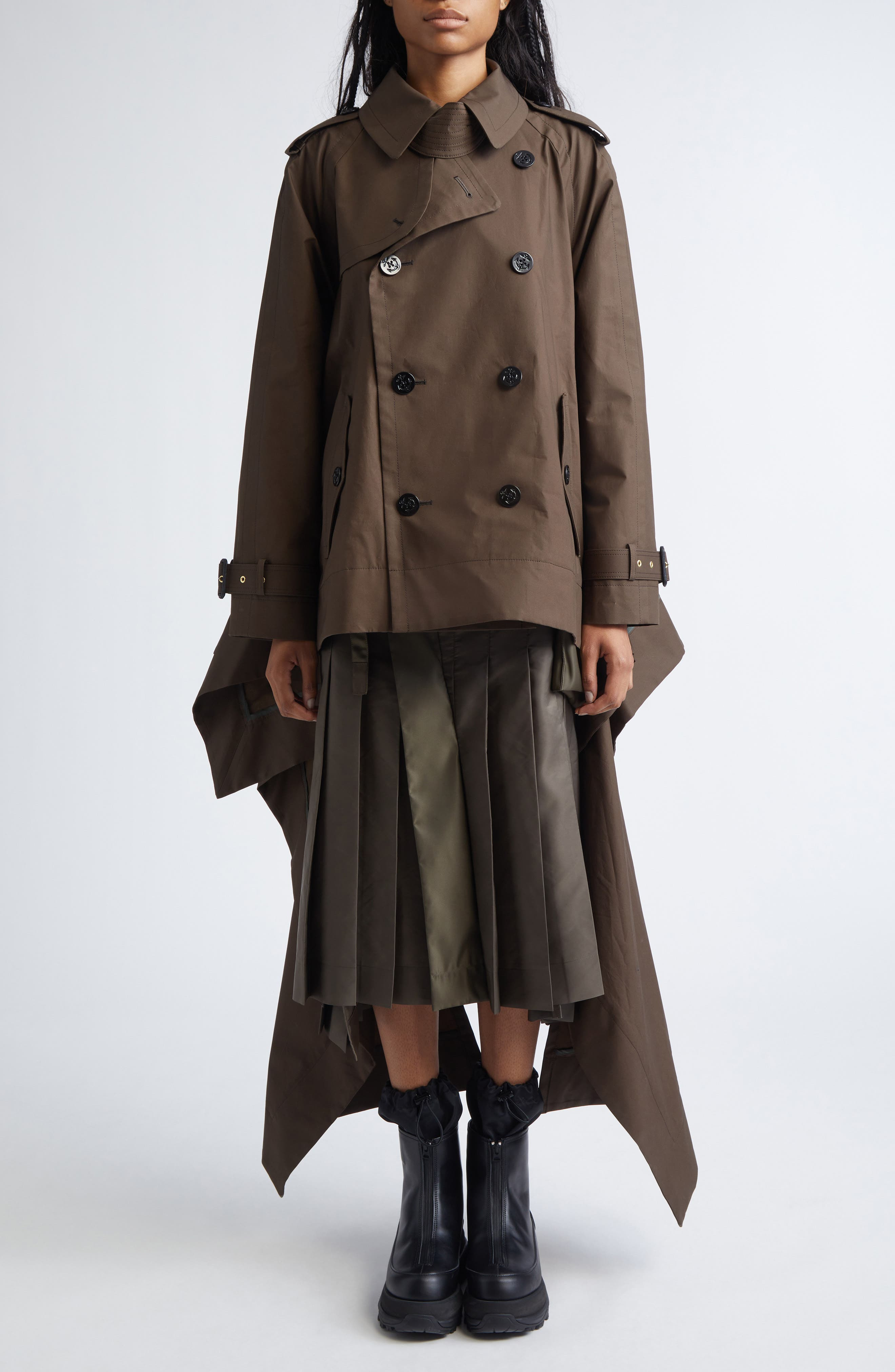 Sacai Cascade Panel Trench Coat in Brown at Nordstrom - 2