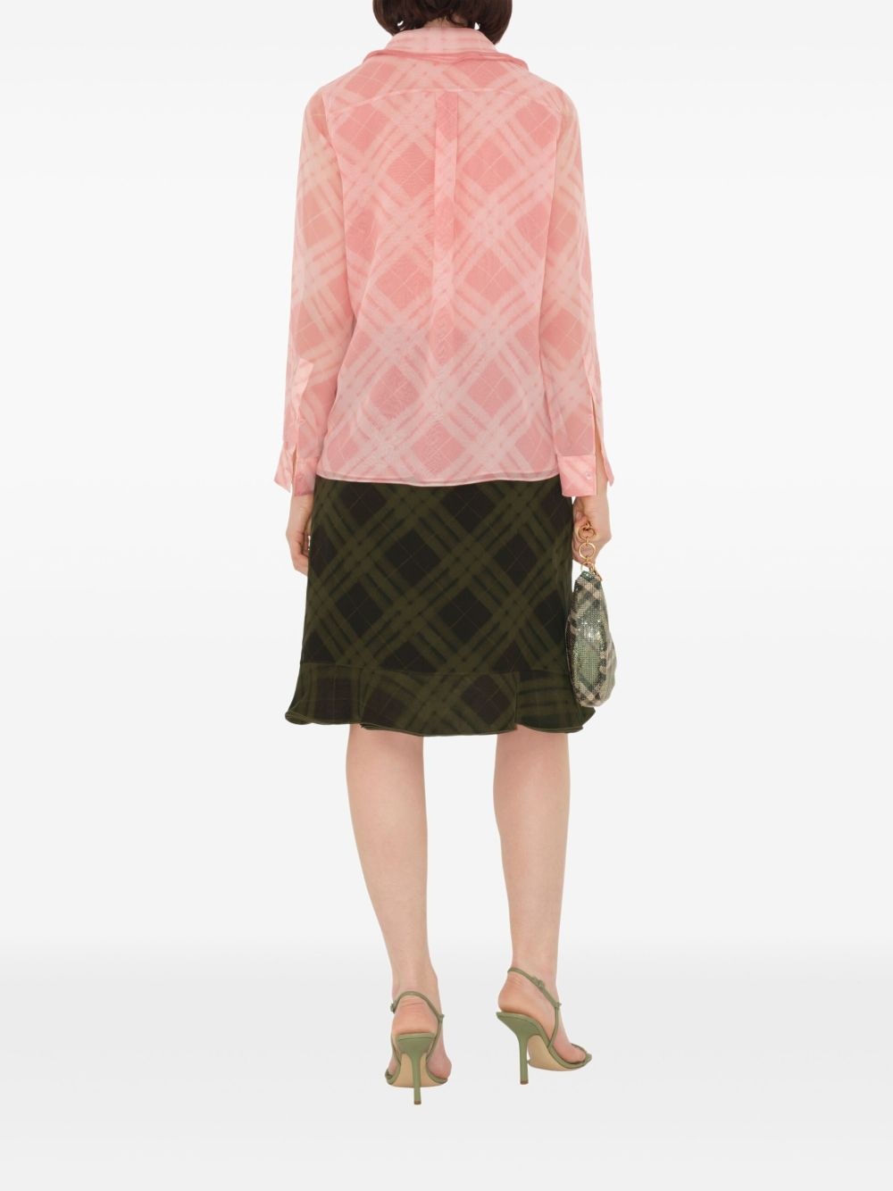 Check Silk Wrap skirt - 4