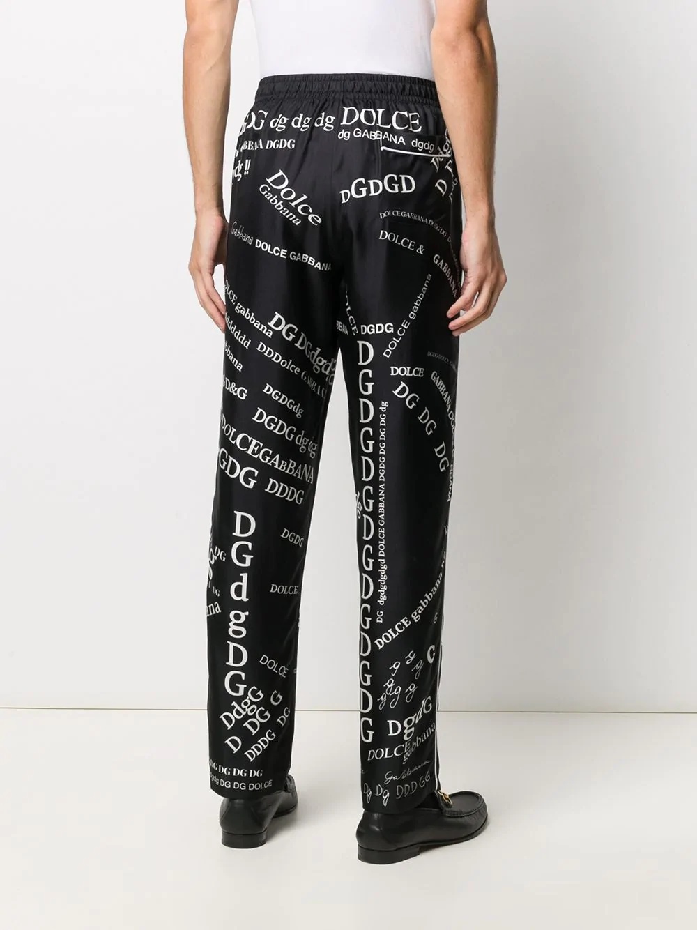 logo print drawstring trousers - 4