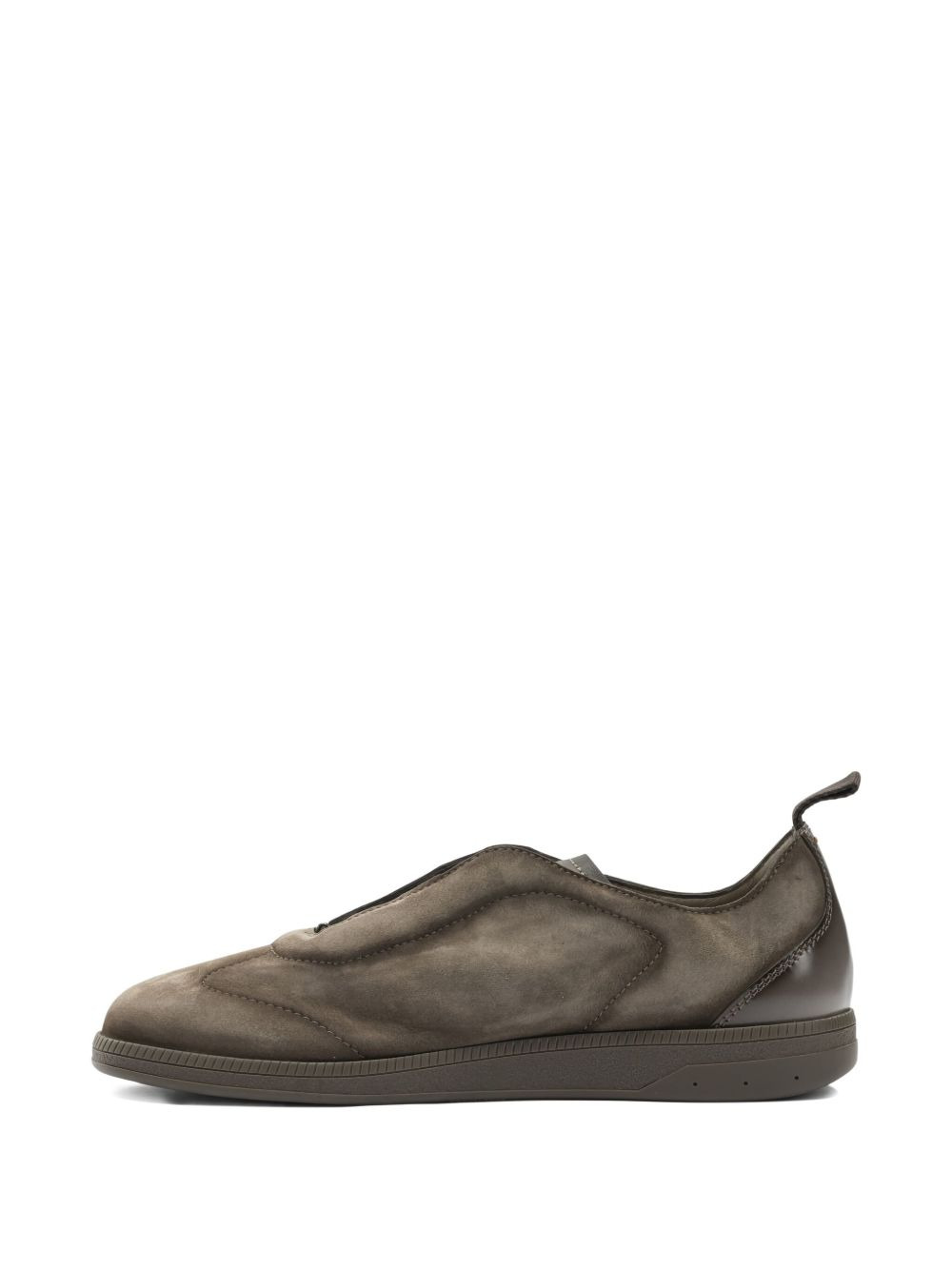 panelled leather sneakers - 4