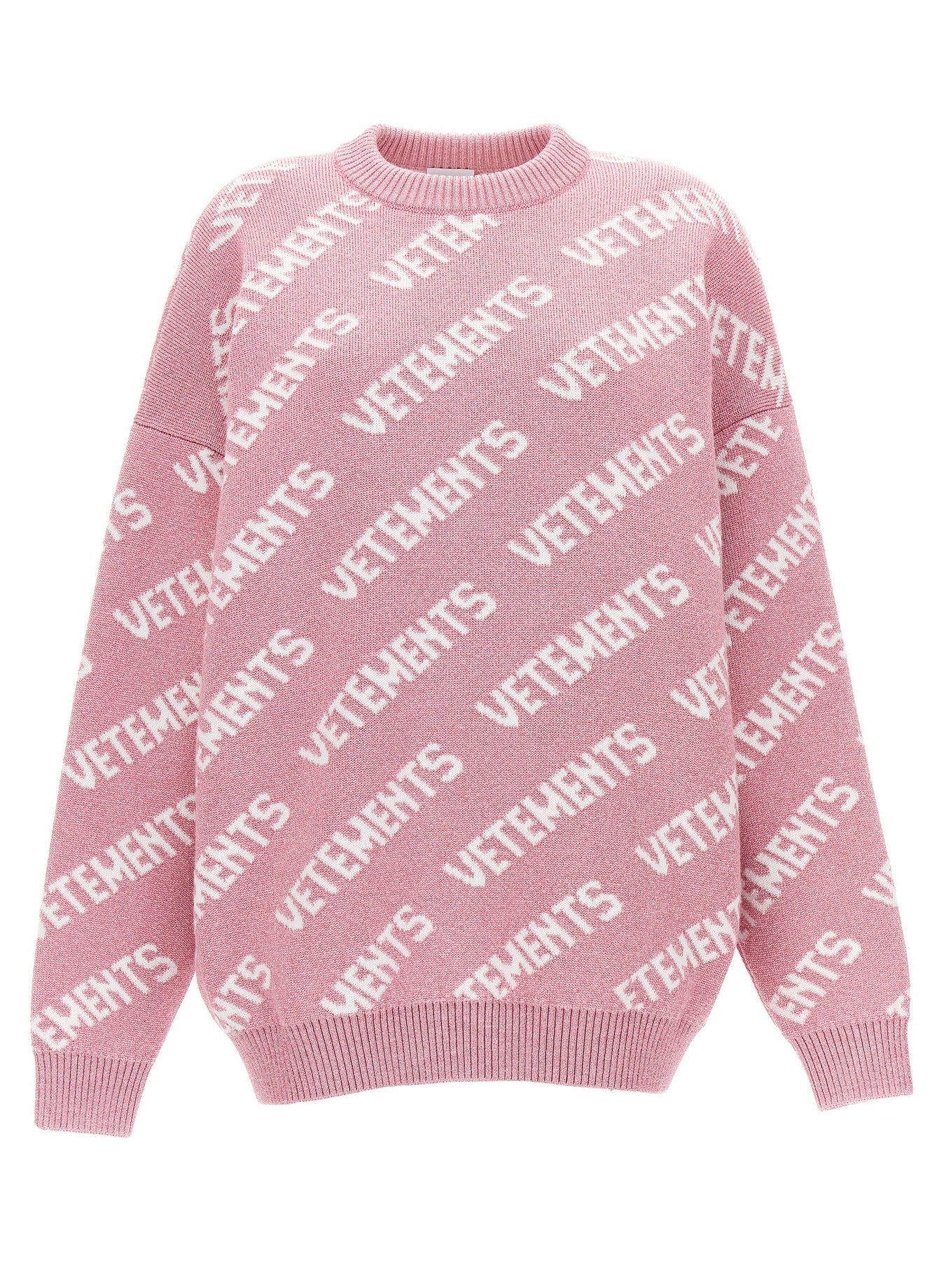 Lurex Monogram Sweater, Cardigans Pink - 1