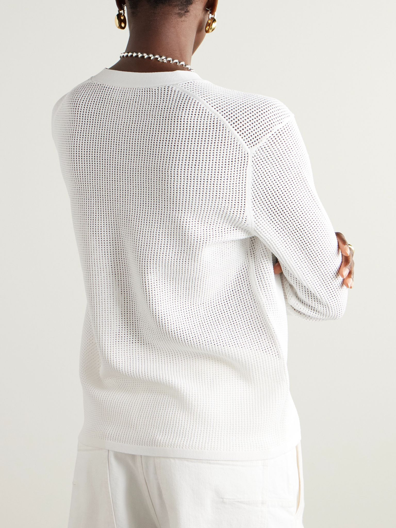 Pointelle-knit cardigan White - 4
