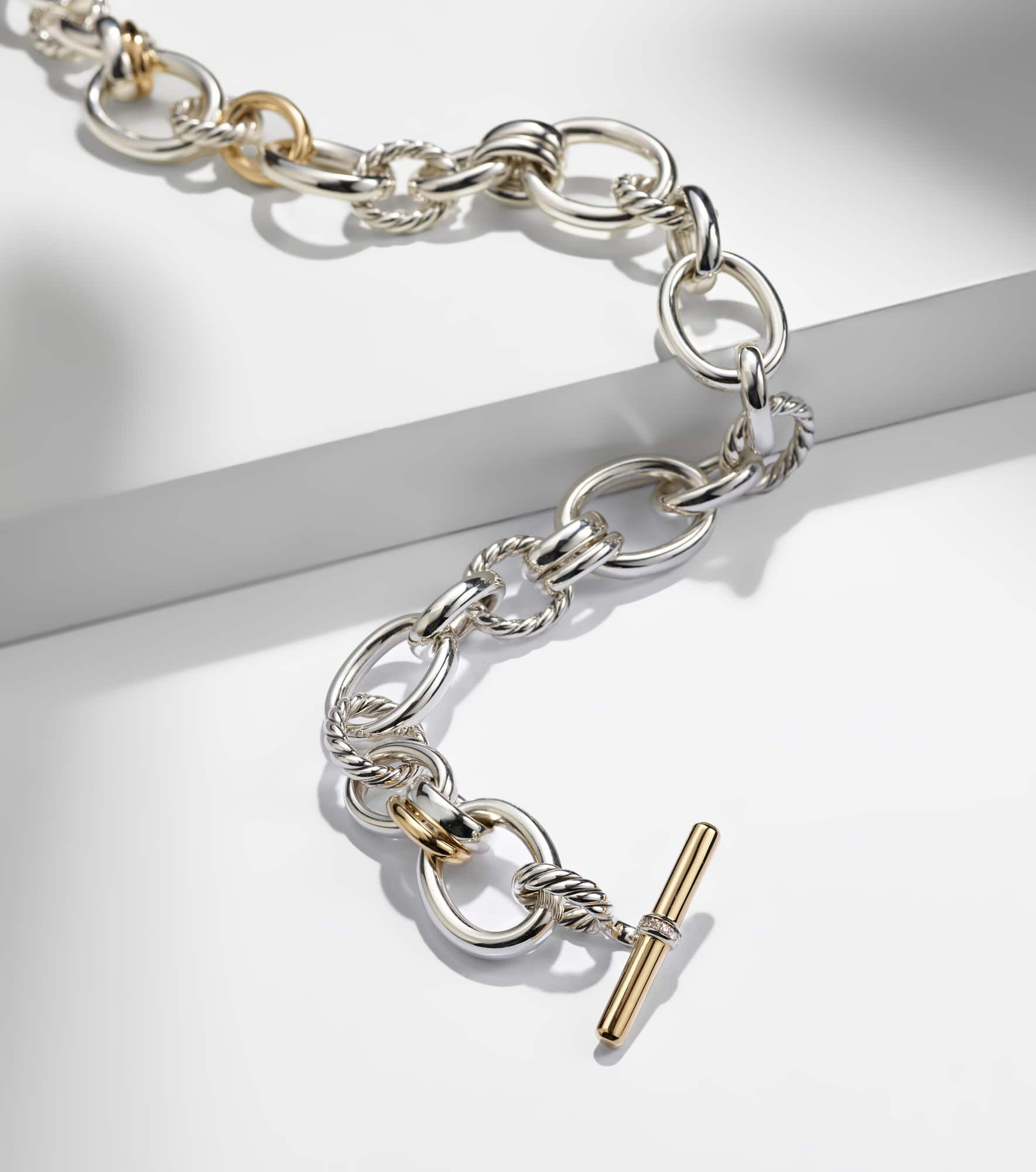 DY Mercer® sterling silver and 18kt gold chain necklace with diamonds - 4