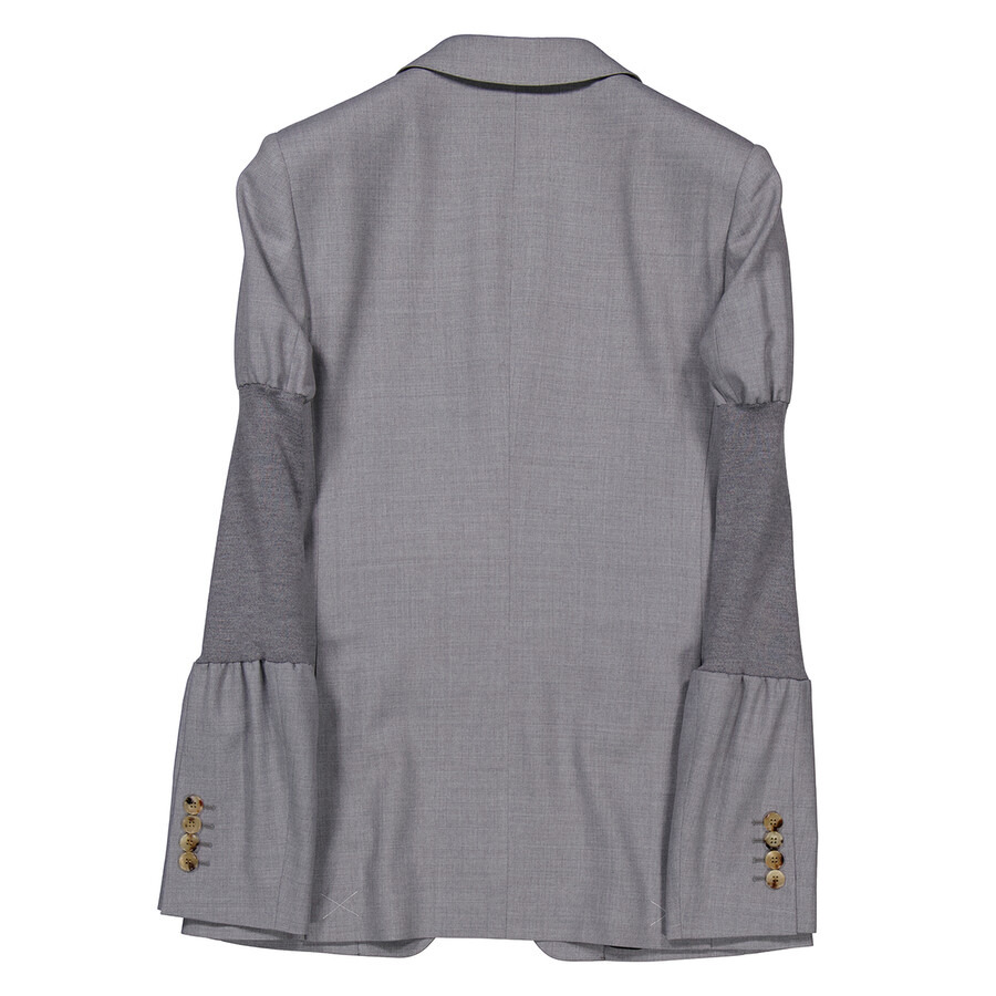 Burberry Ladies Ribbed-panel Single-breasted Wool Blazer Jacket - 2