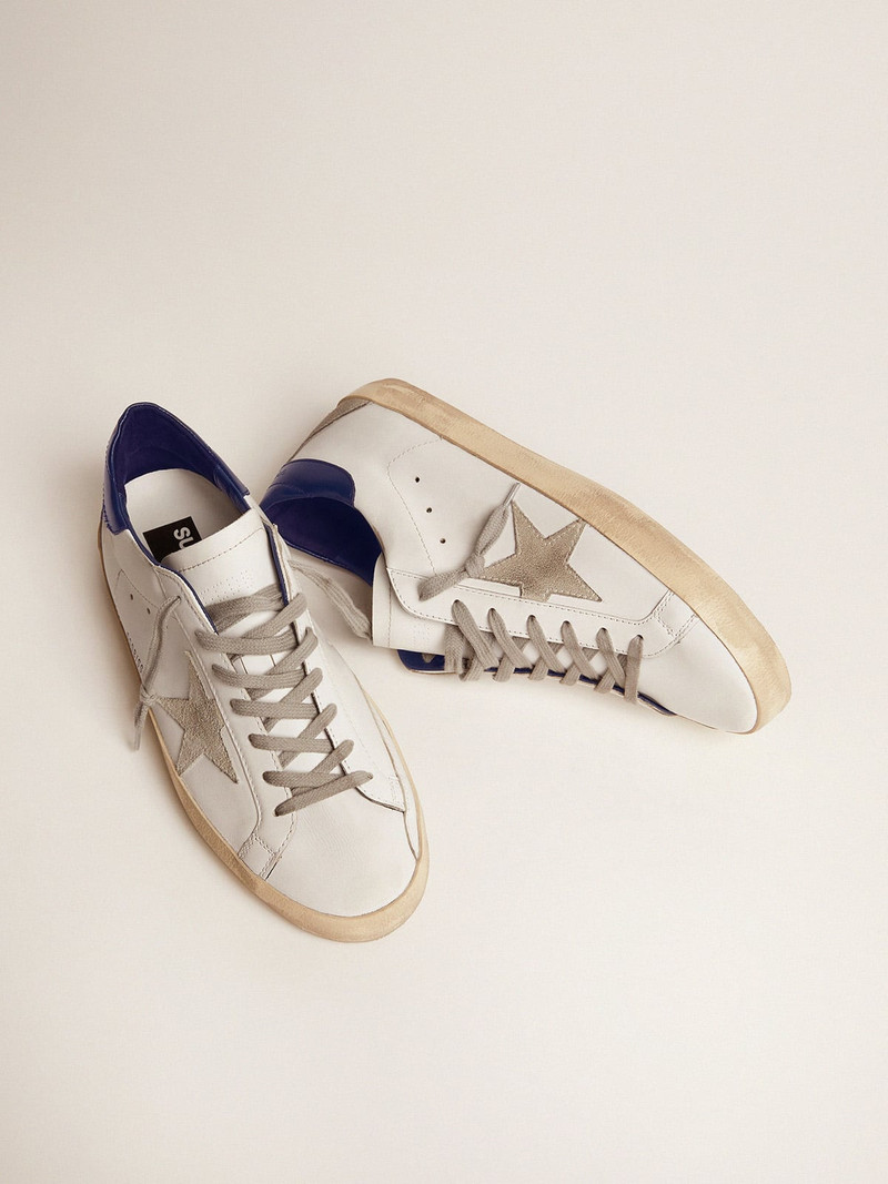 Golden Goose Men's Super-Star with suede star and blue heel tab outlook