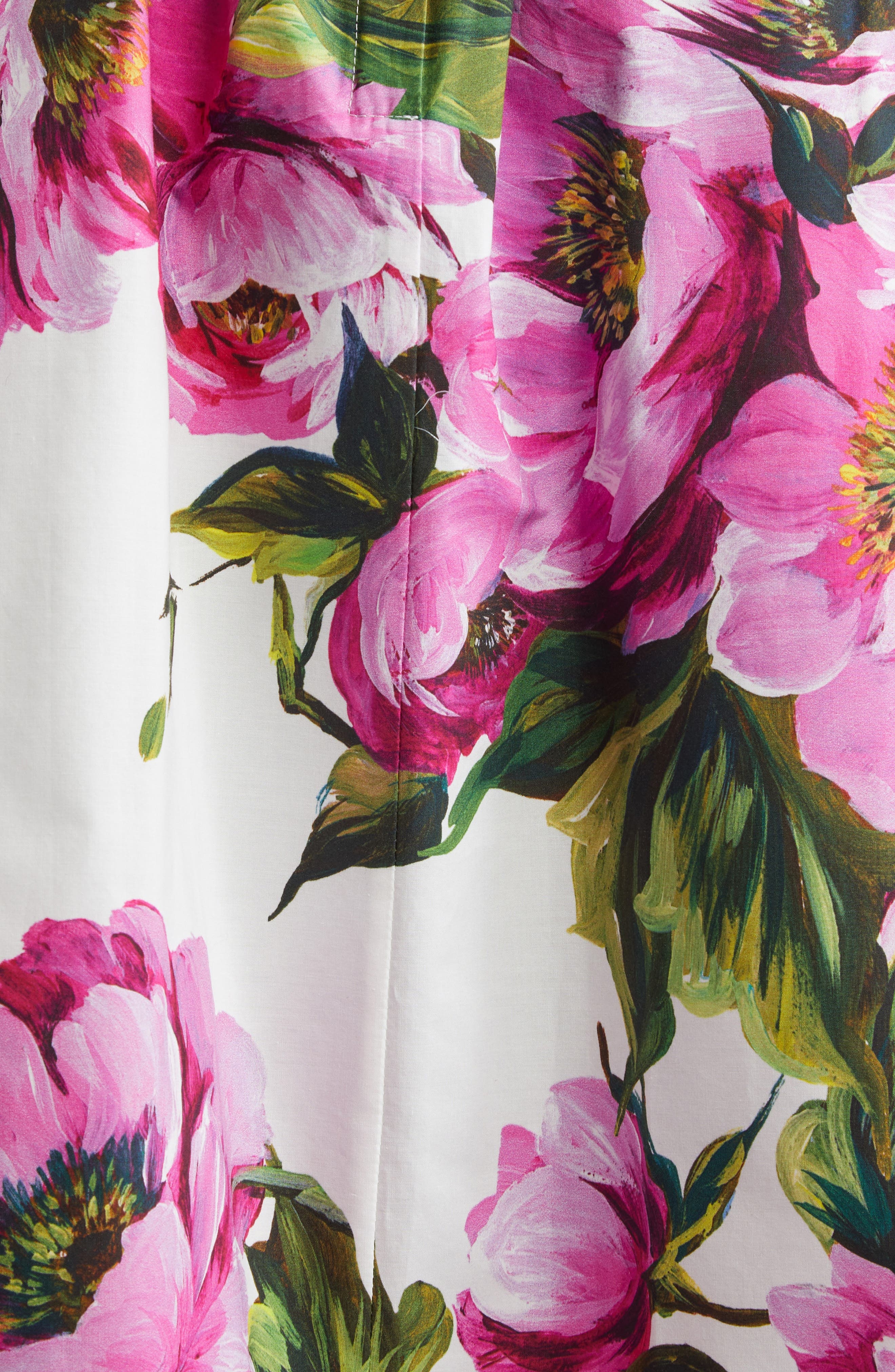 Dolce&Gabbana Peony Print Pleated Cotton Poplin Skirt in Peonie Fuxia F.bianco at Nordstrom - 7