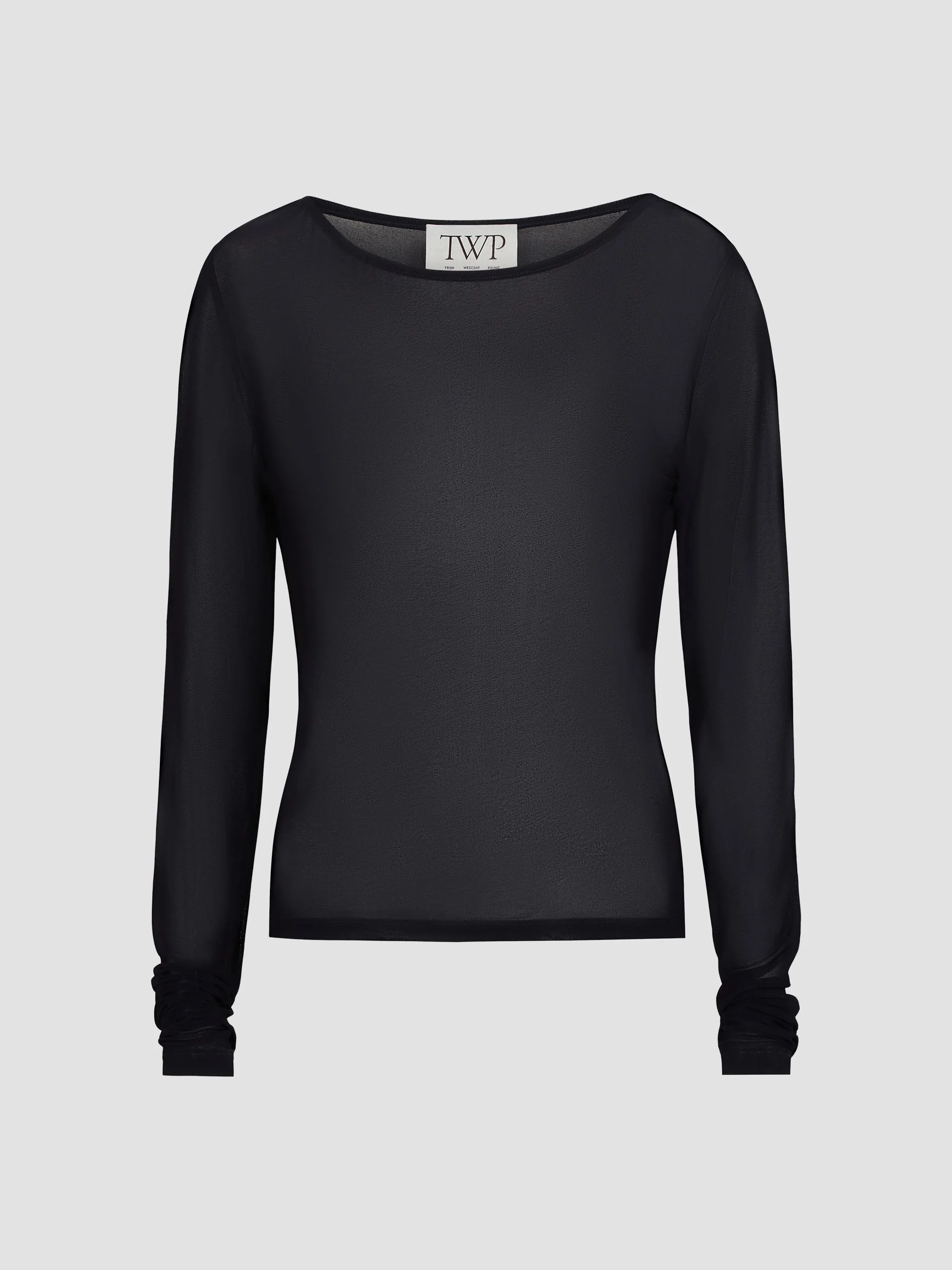 Women's Semi-Sheer Jersey Crewneck Long-Sleeve Top - Night Sky - 1