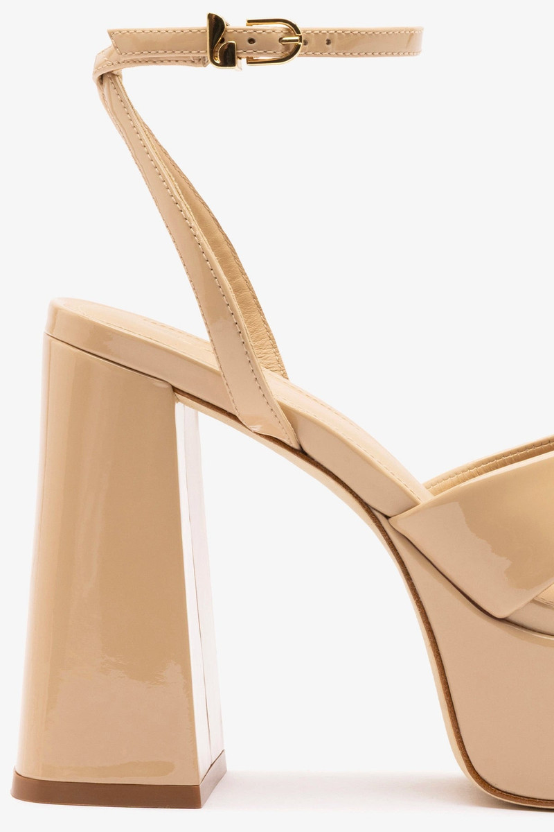 Dolly X Platform Sandal In Sand Patent Leather 3