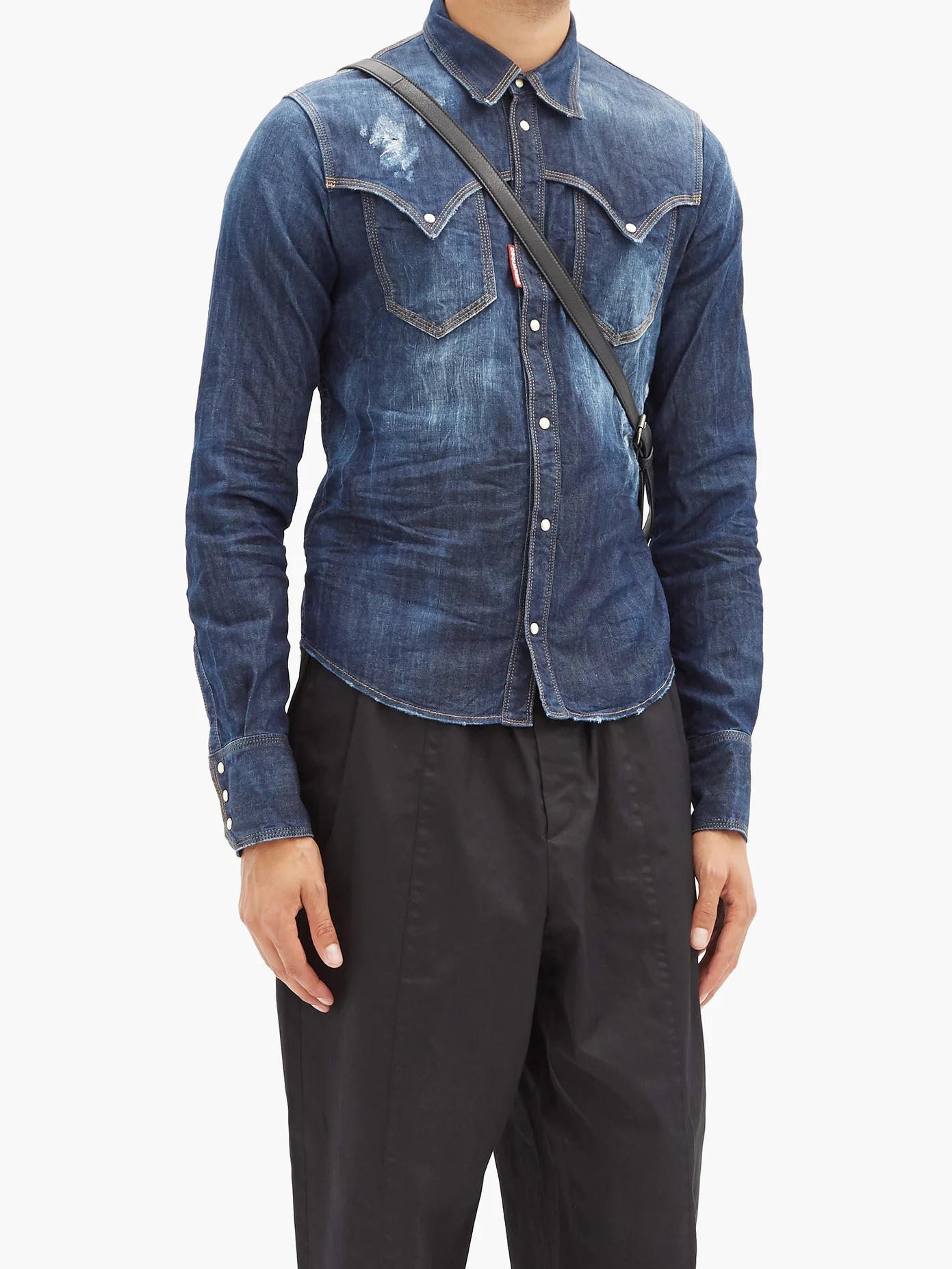 Distressed denim shirt - 6