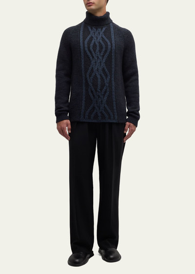 GIORGIO ARMANI Men's Two-Tone Cable Turtleneck Sweater outlook