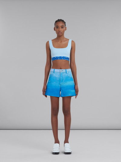Marni BLUE DENIM SHORTS WITH NOTTE GIORNO PRINT outlook