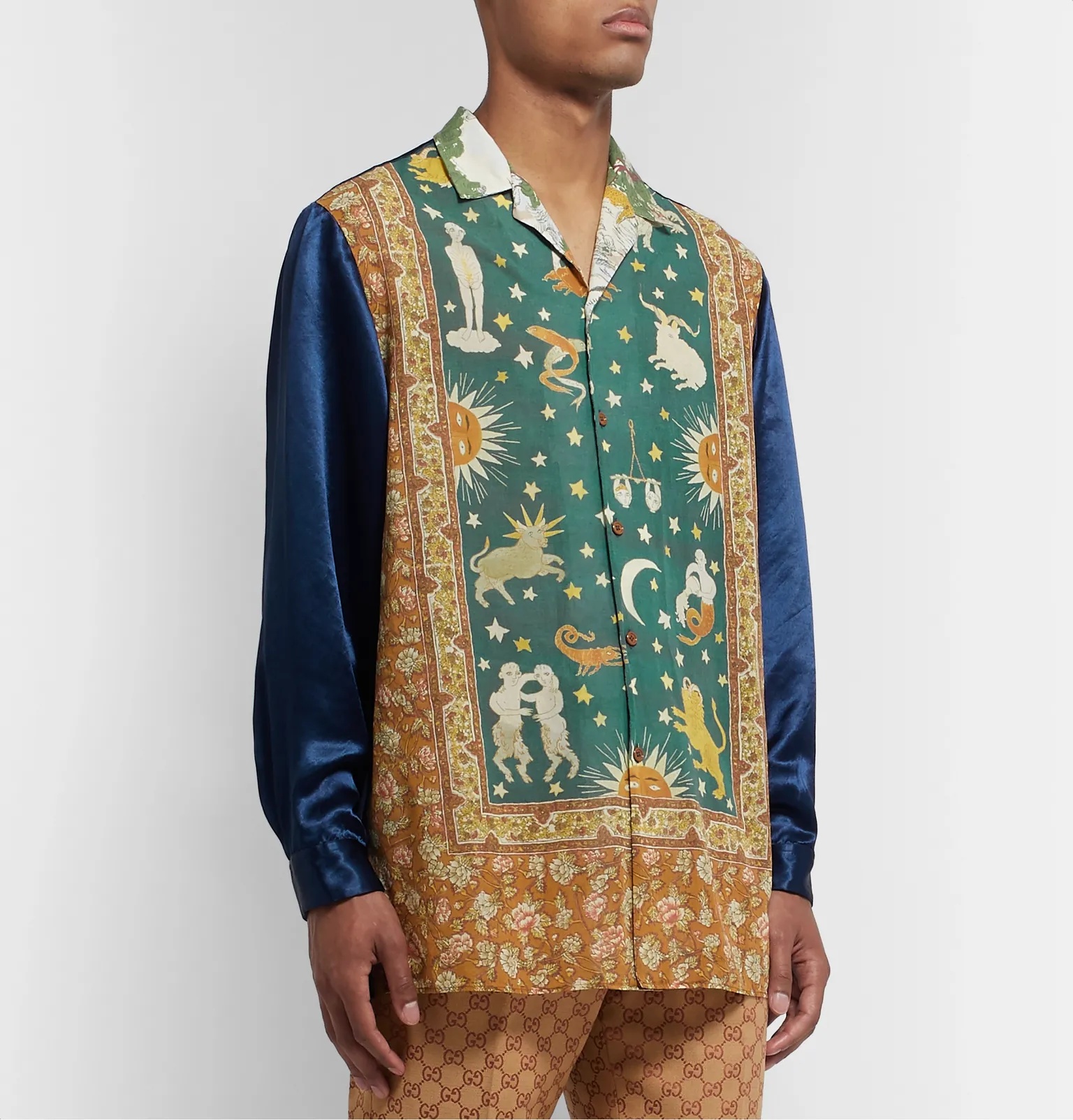 Camp-Collar Printed Cotton-Muslin and Satin Shirt - 4