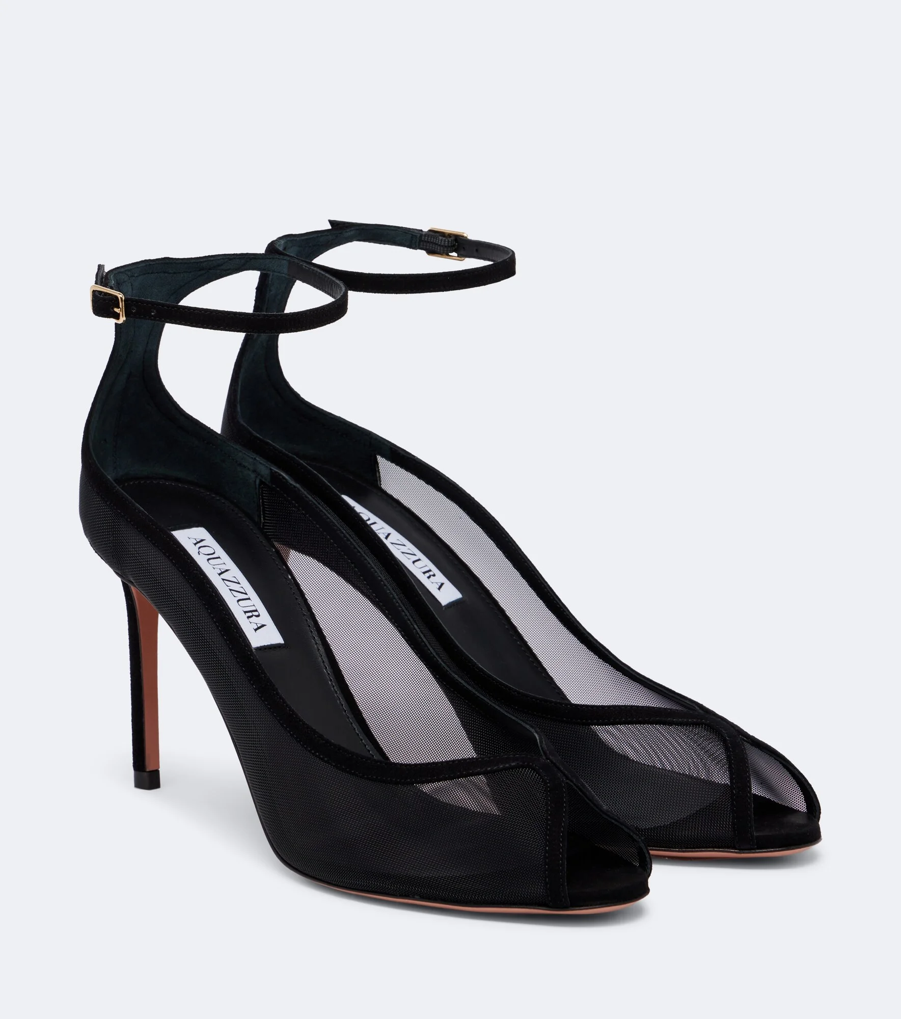 Love Affair suede-trimmed mesh slingback sandals - 1