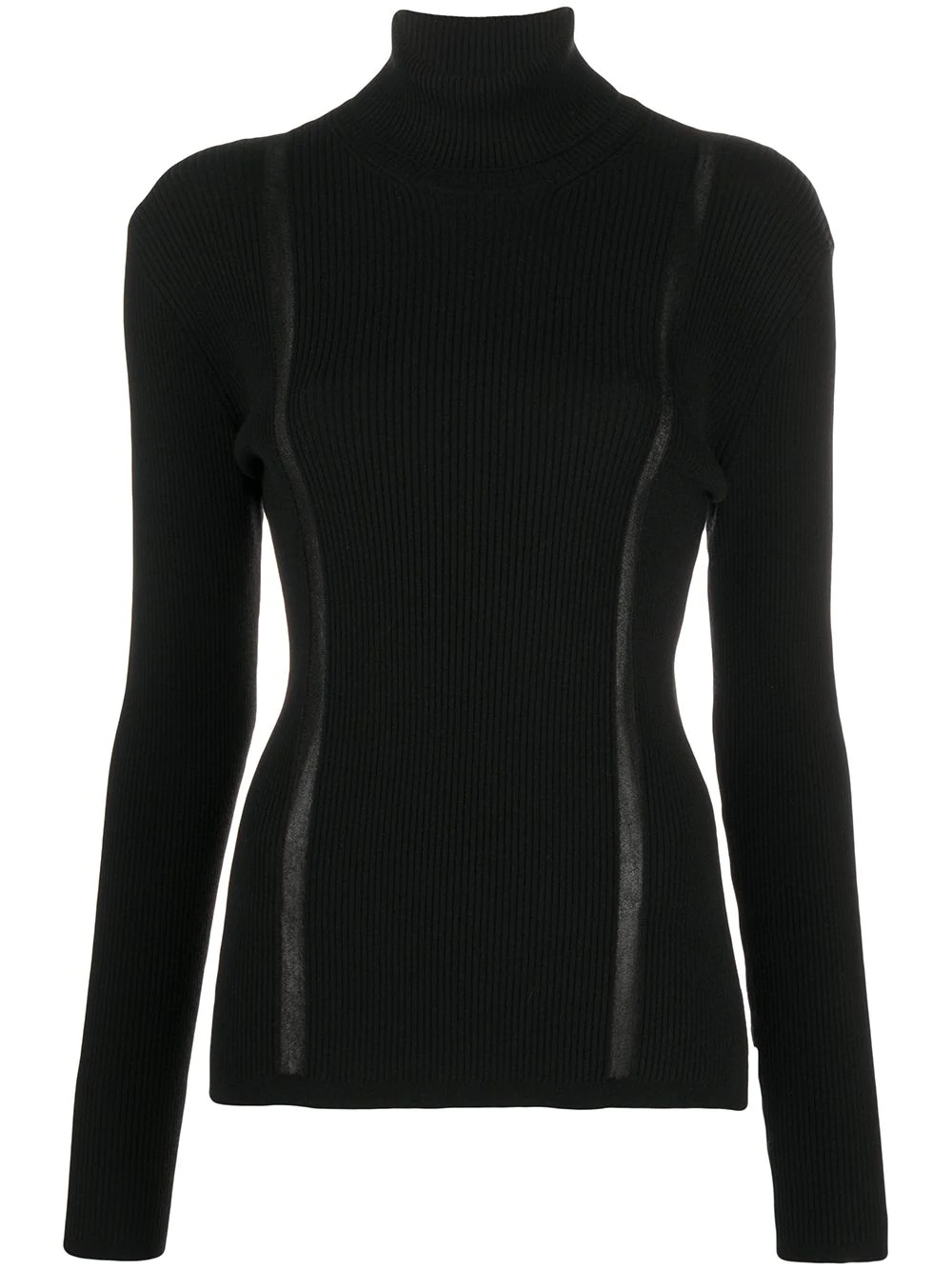 sheer-panel roll-neck knitted top - 1