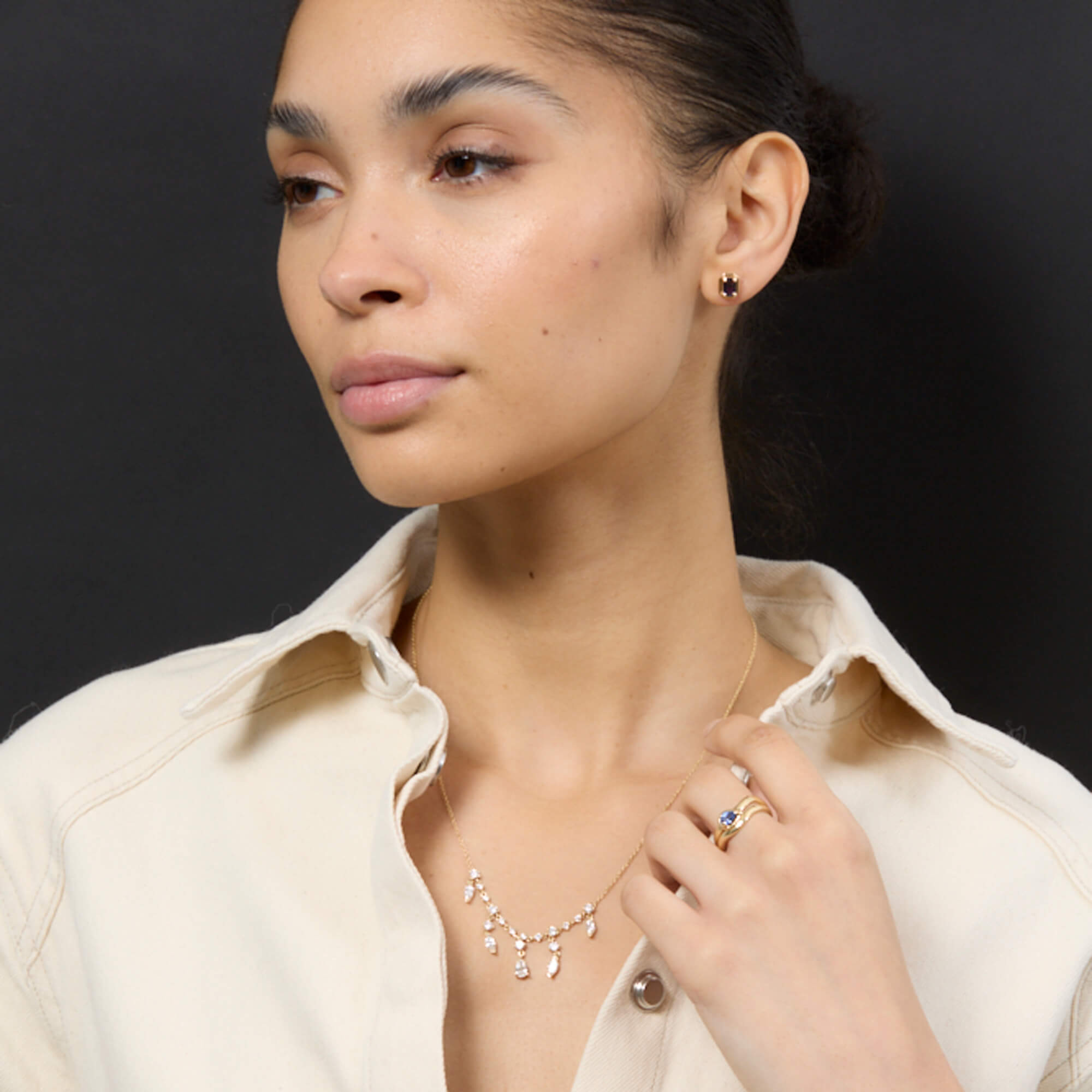 LAB-Created Diamond Dangle Choker - 7