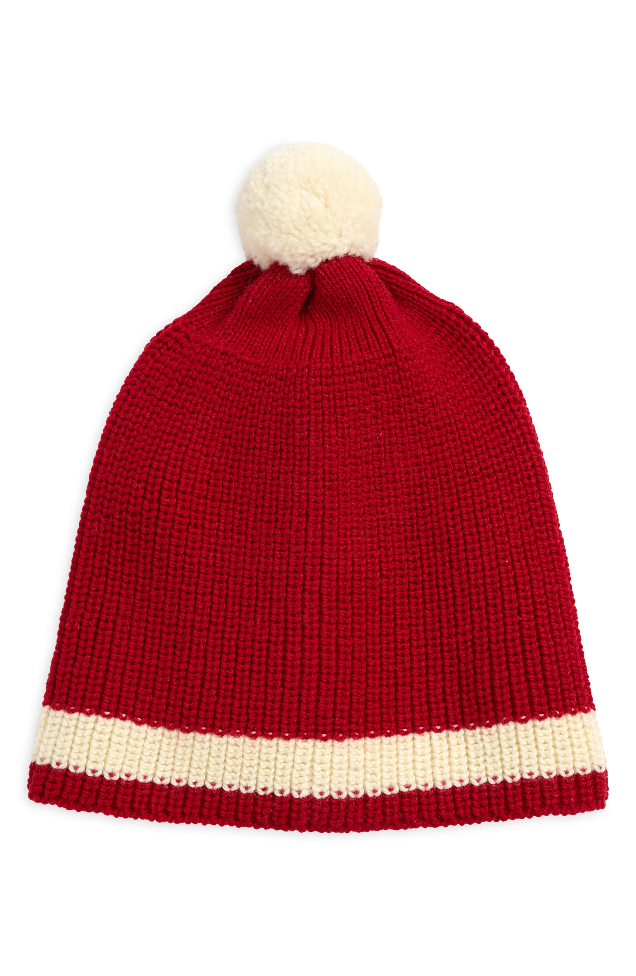 Bode Stripe Merino Wool Pom Beanie in Red at Nordstrom - 1