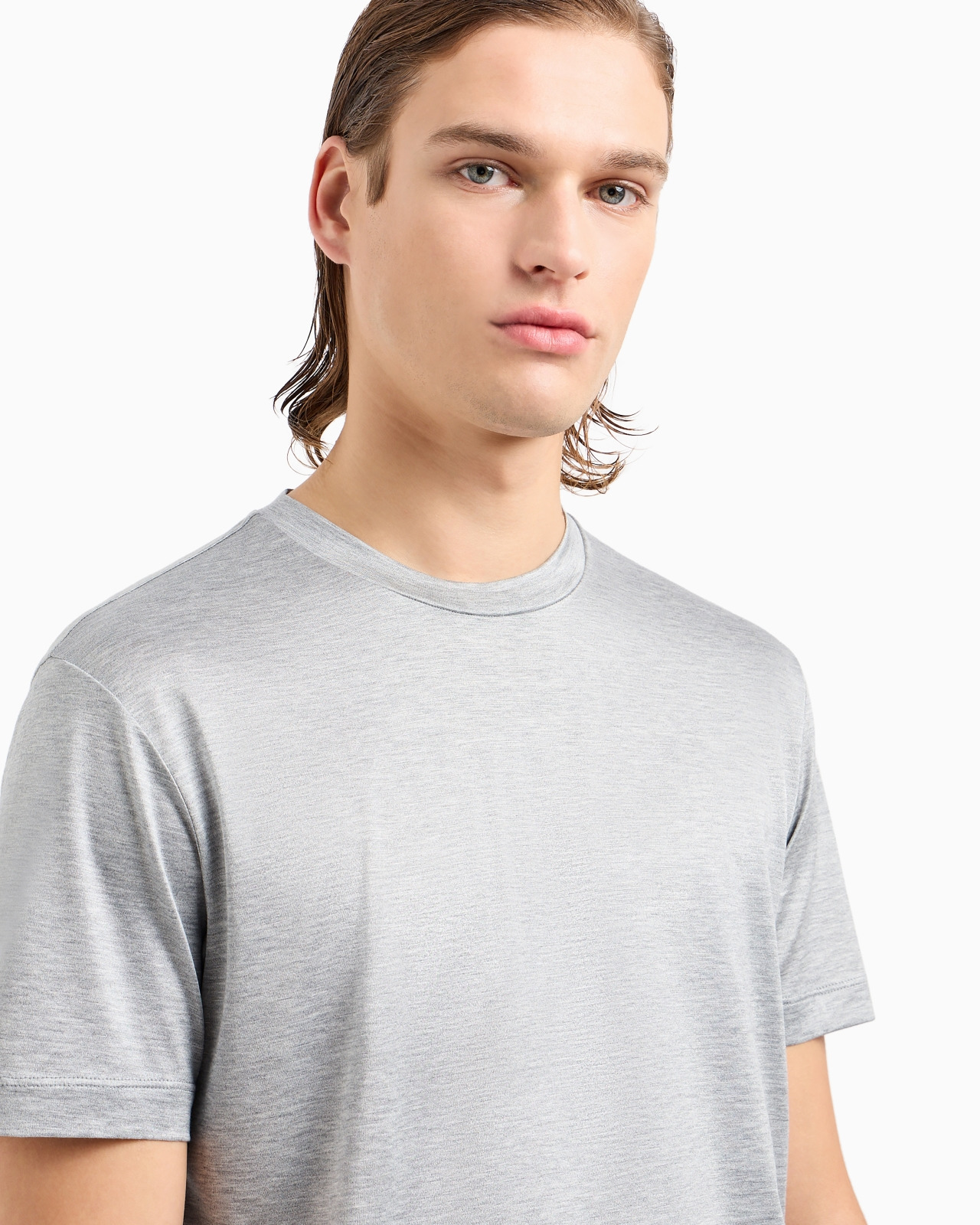 Plain-knit jersey T-shirt in a silk-and-cotton blend - 5