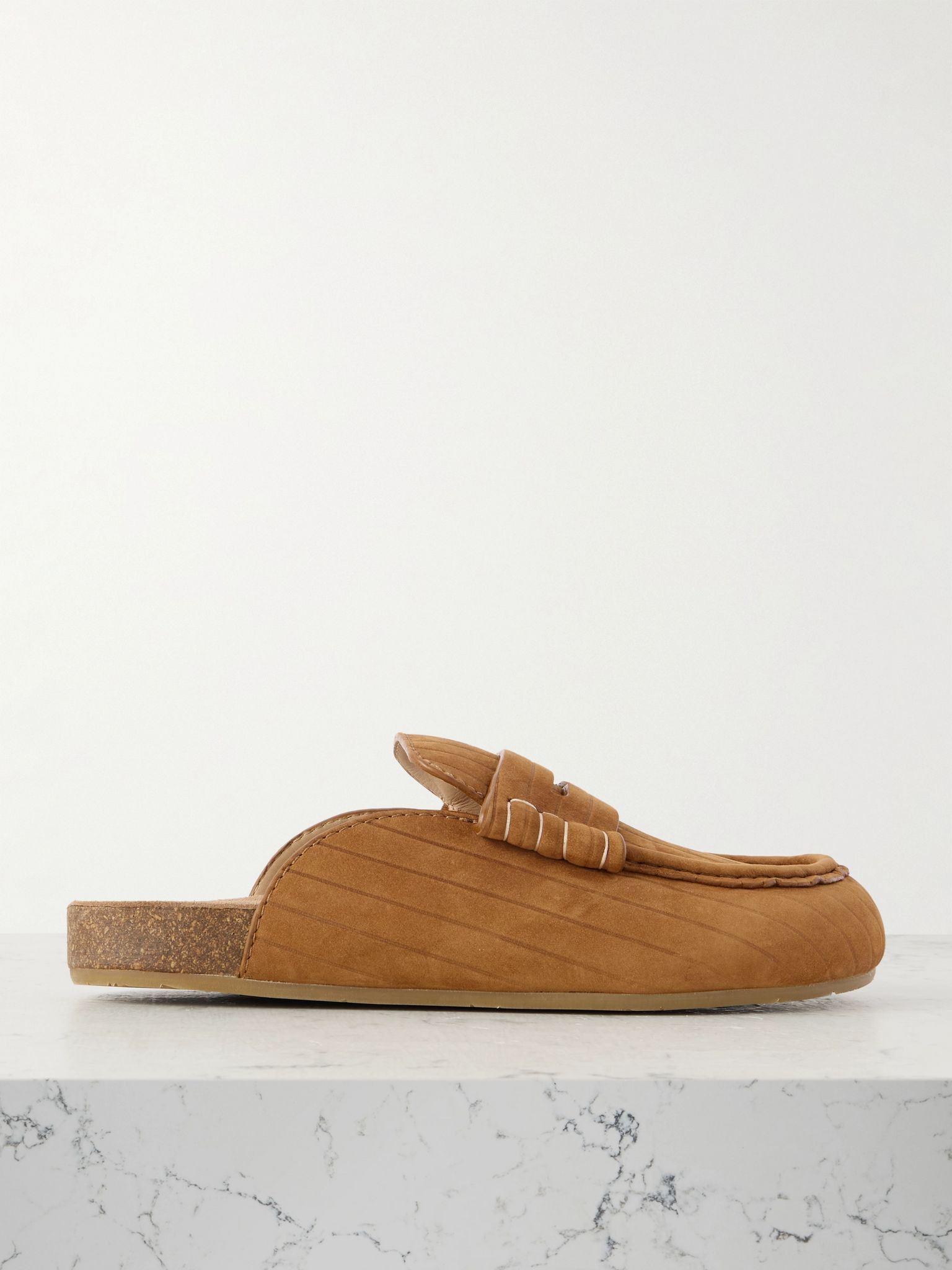 Stitch ribbed nubuck mules Camel - 1