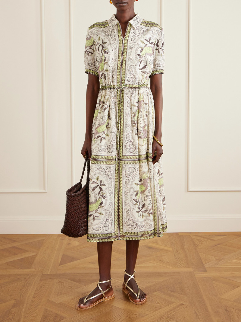 TORY BURCH Printed Cotton And Silk-blend Midi Dress outlook