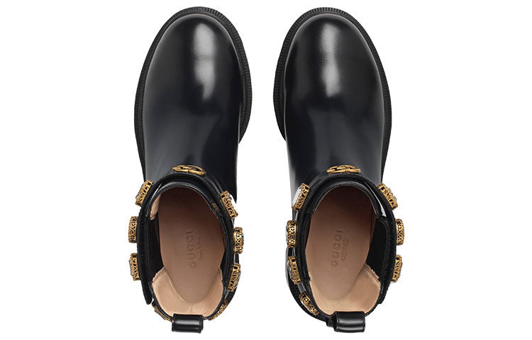 (WMNS) Gucci Ankle Boot With Belt 'Black Leather' 550036-DKS00-1000 - 4