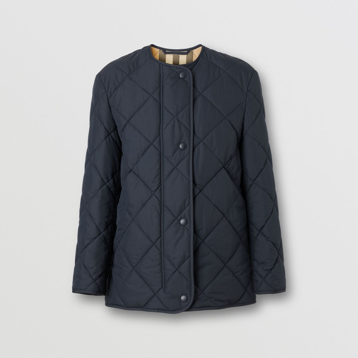 Diamond Quilted Collarless Barn Jacket - 4