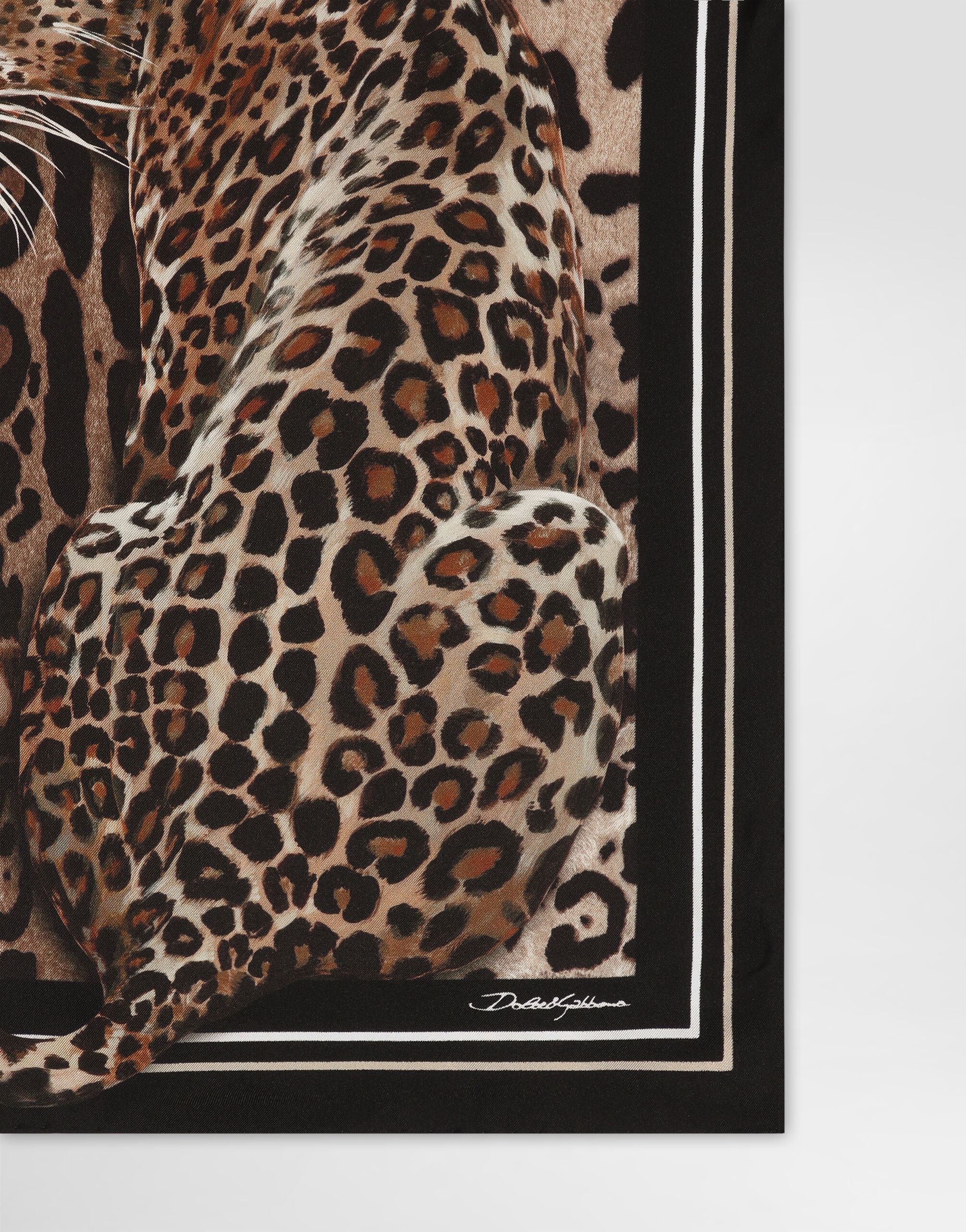 Leopard-print silk twill foulard (50x50) - 2