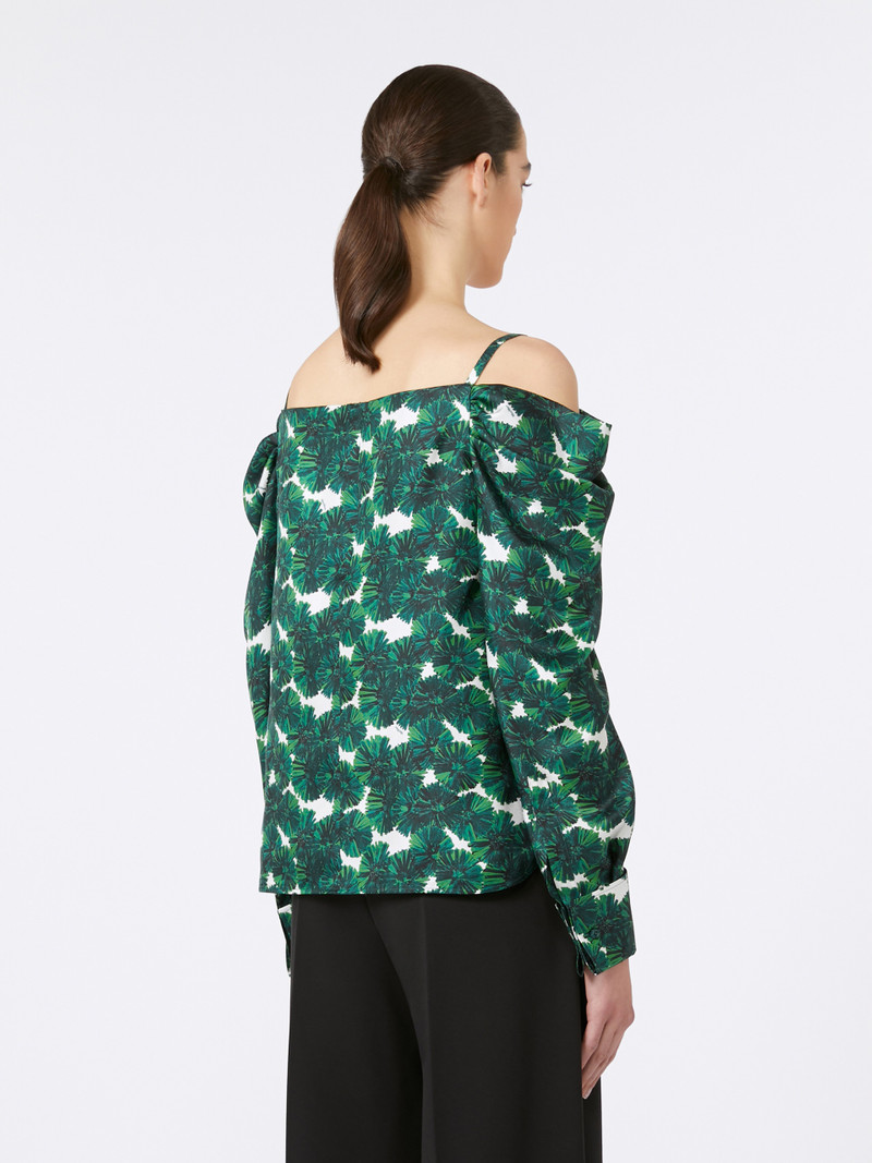 USTICA Printed silk off-the-shoulder blouse 4