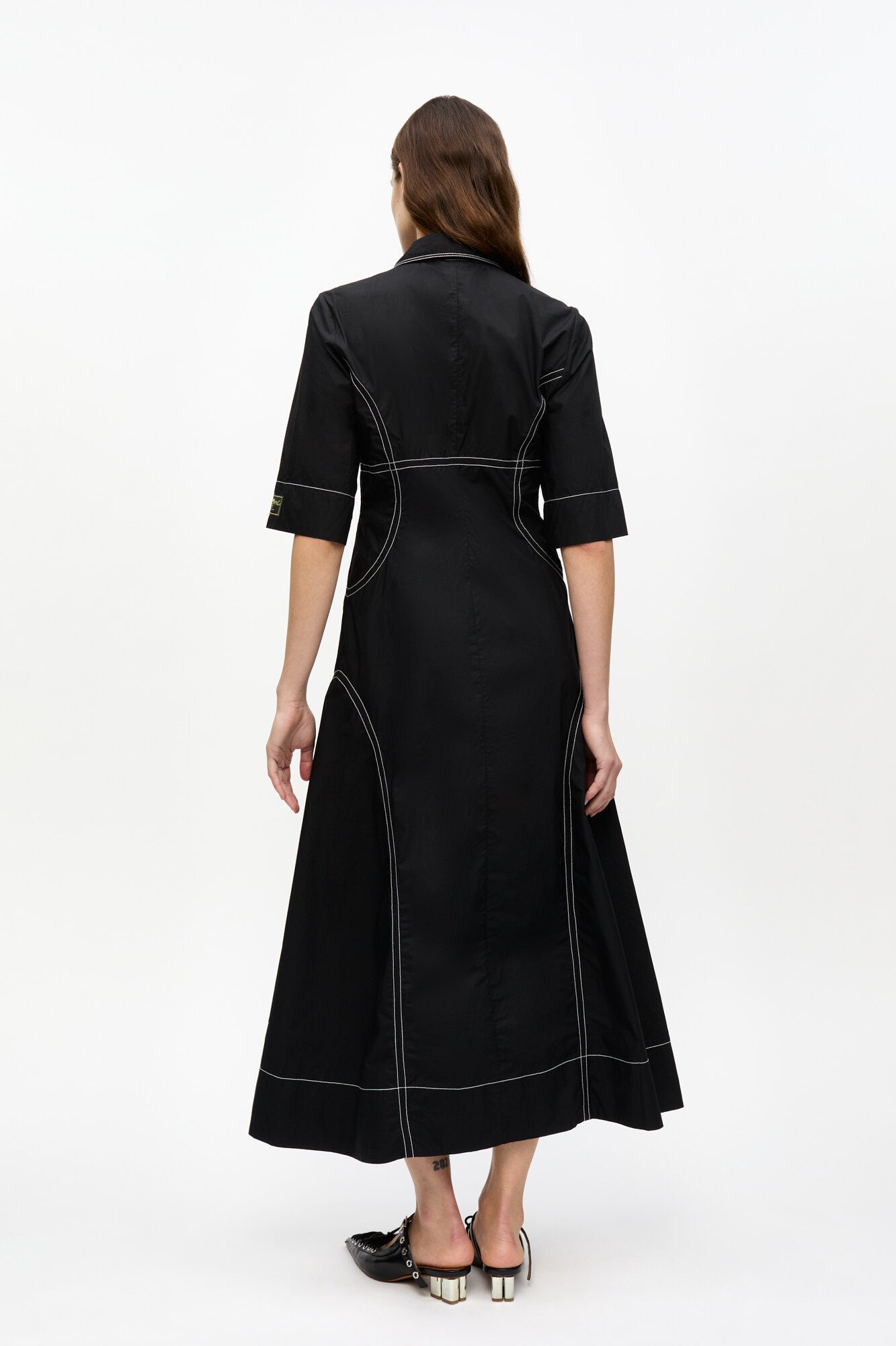 BLACK COTTON POPLIN SHIRT DRESS - 4