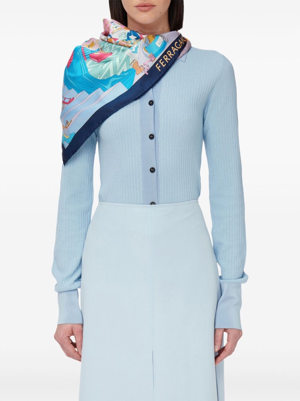 graphic-print silk scarf - 4