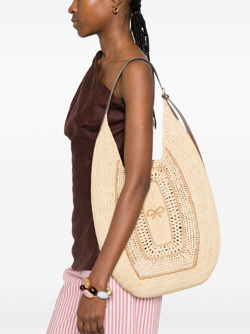 Anya Hindmarch bow-detail raffia shoulder bag outlook