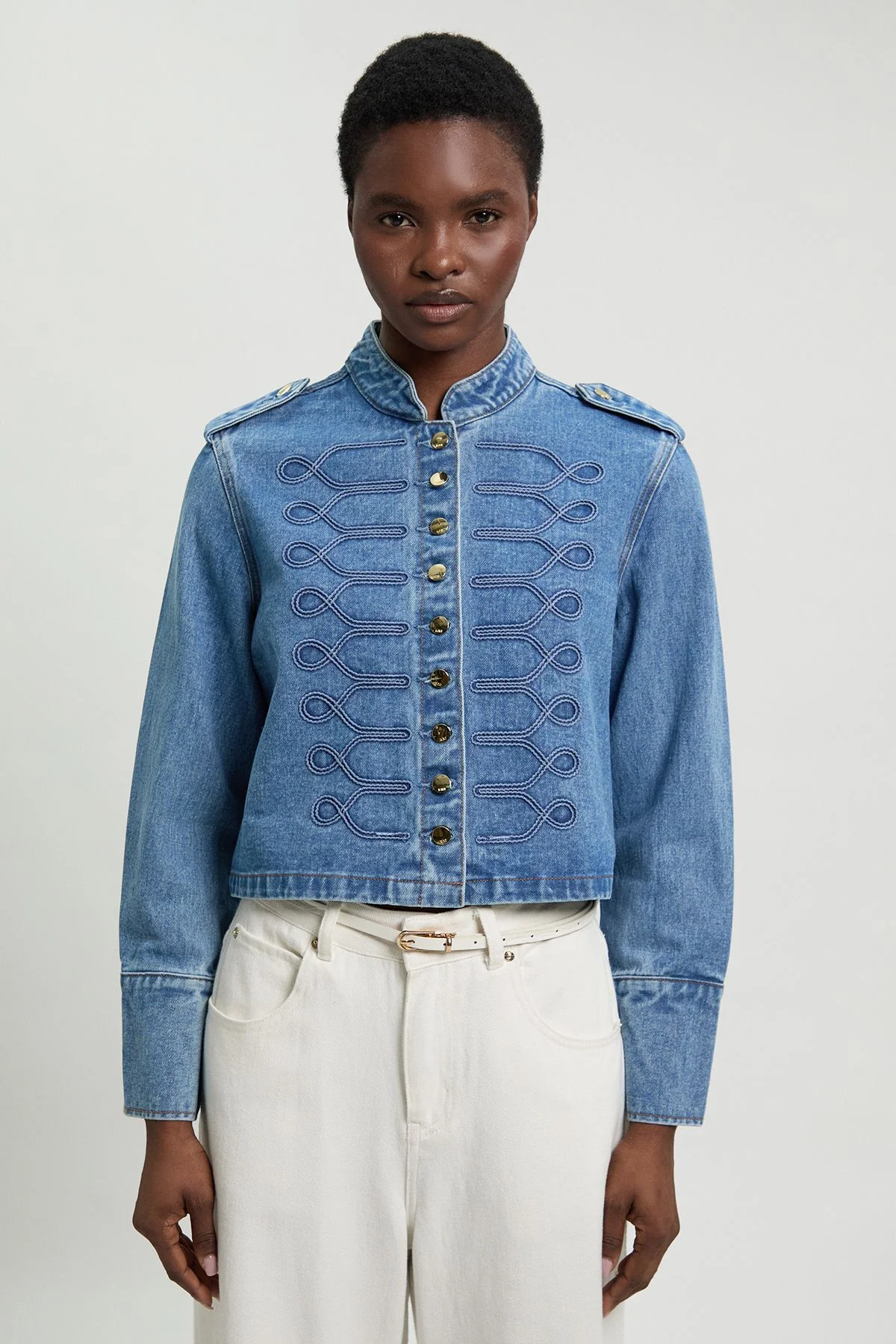 Denim Military Jacket - 1