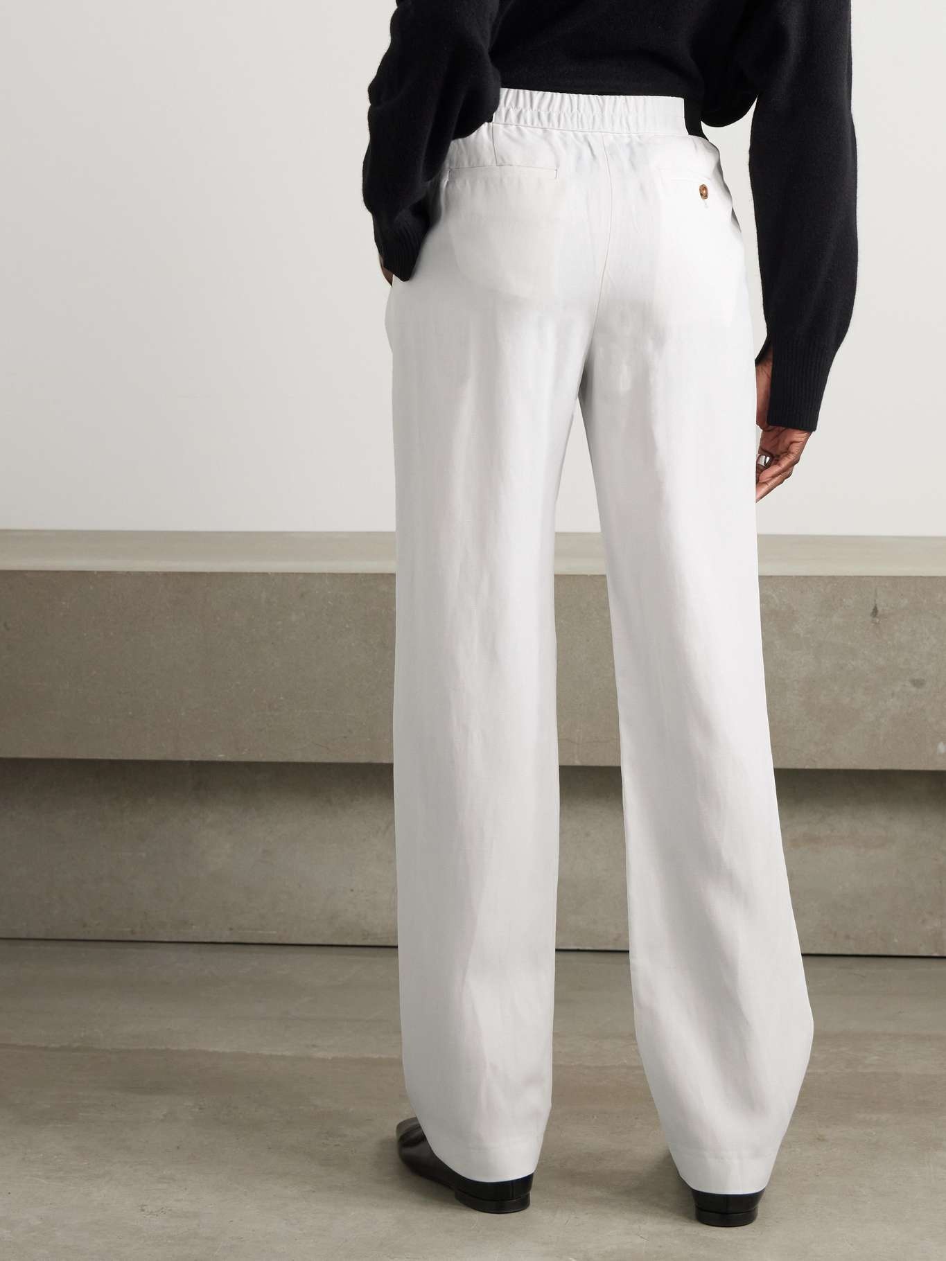 Takaroa pleated twill straight-leg pants Off-white - 3
