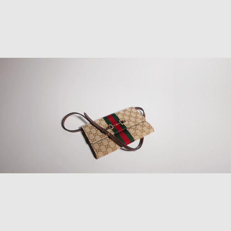 GUCCI Gucci Horsebit Web wallet with strap outlook