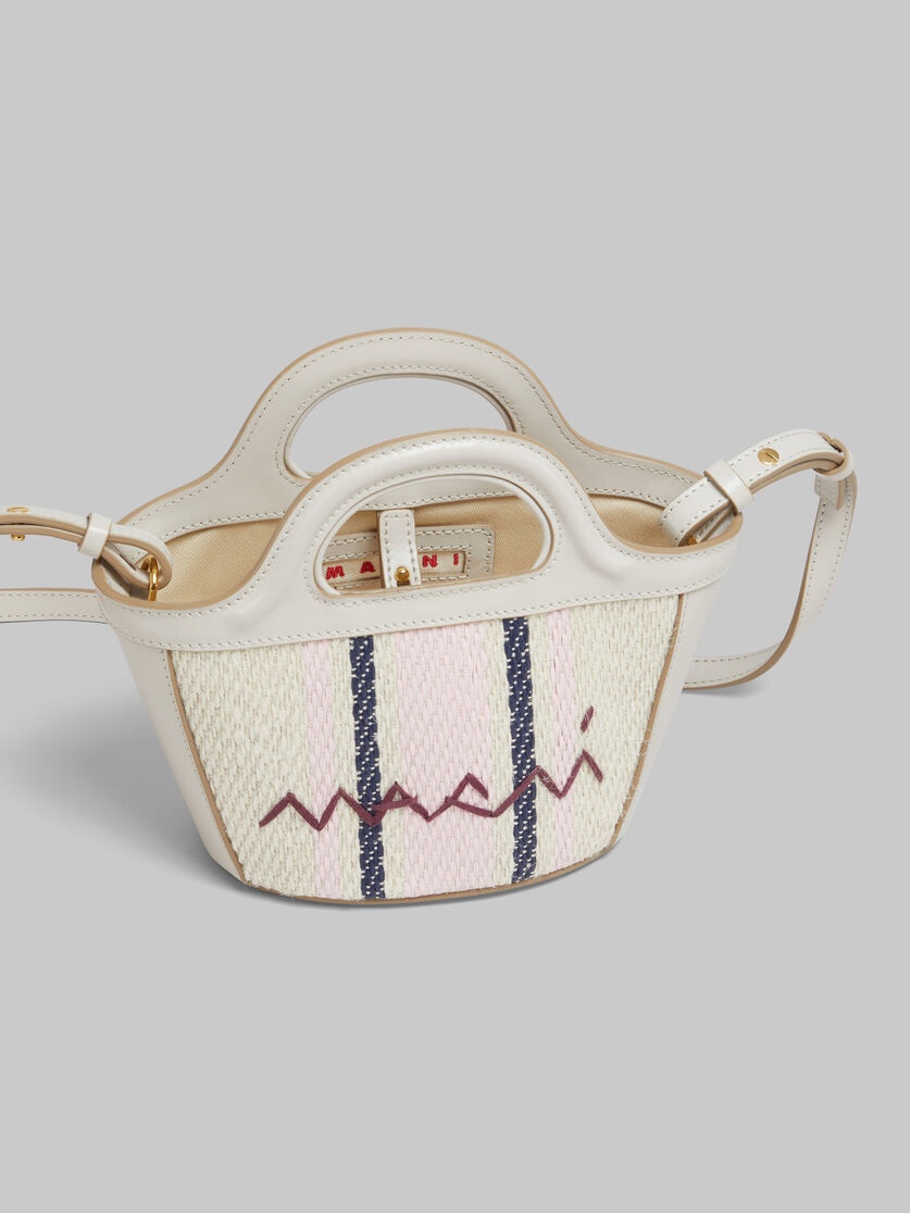 TROPICALIA MICRO BAG IN GREY LEATHER AND RAFFIA-EFFECT FABRIC - 4