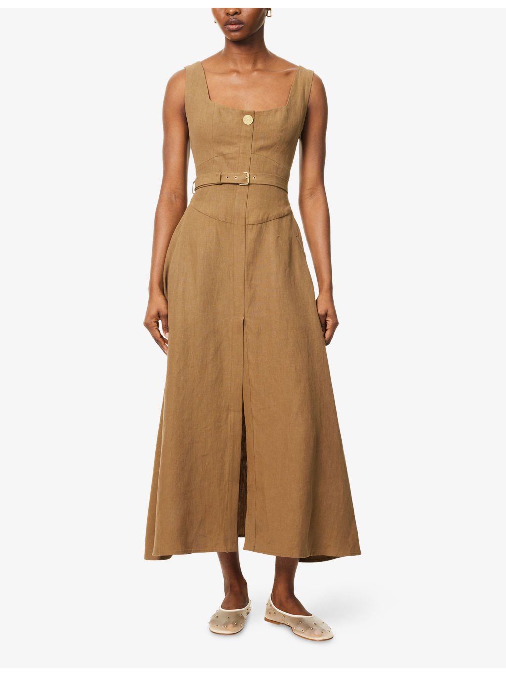 Subu Belted Linen Midi Dress - 3
