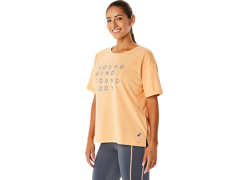 Asics (WMNS) ASICS Training Core Relaxed Graphic T-Shirt 'Orange' 2032C717-800 outlook