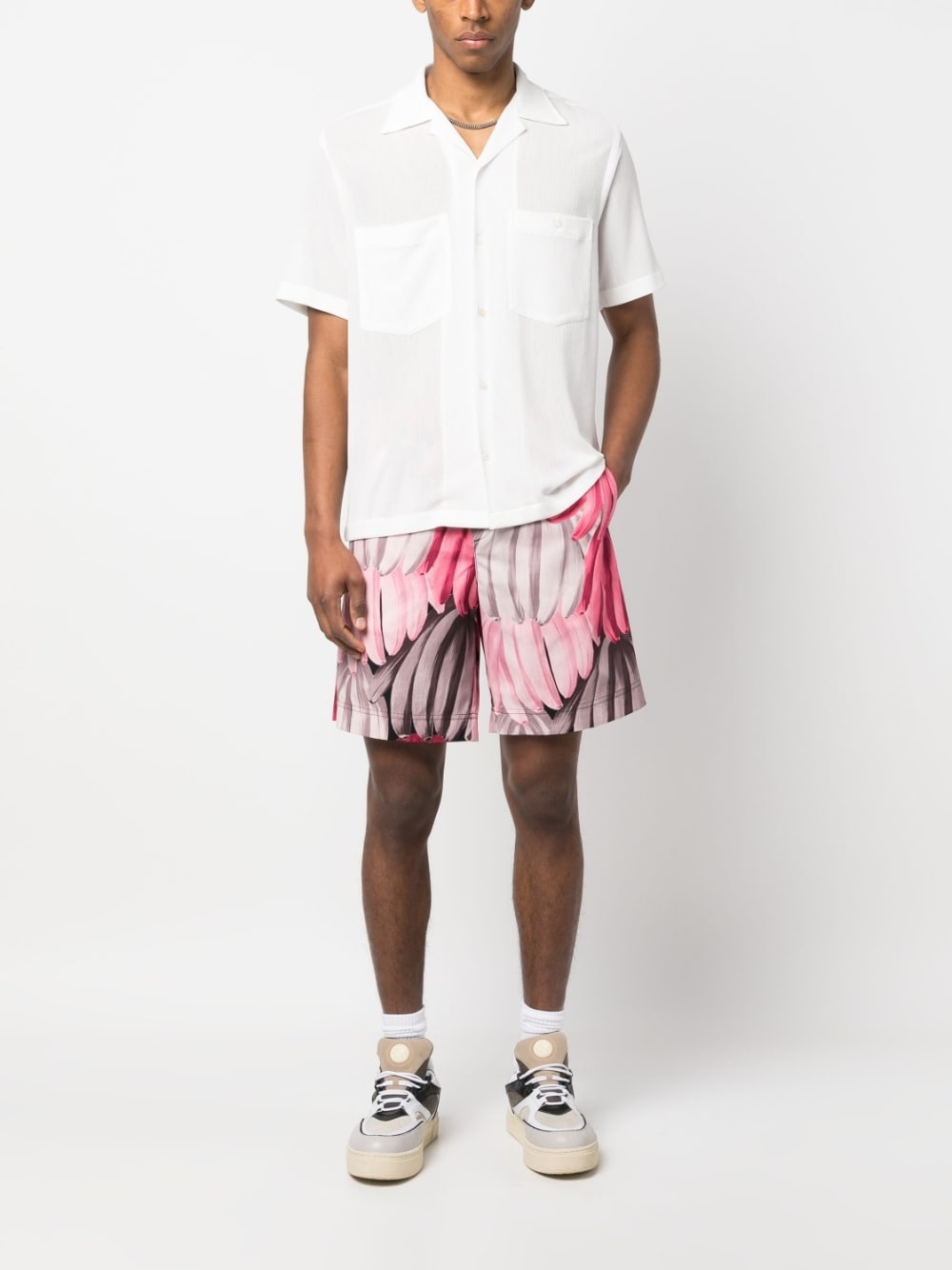 banana-print track shorts - 2