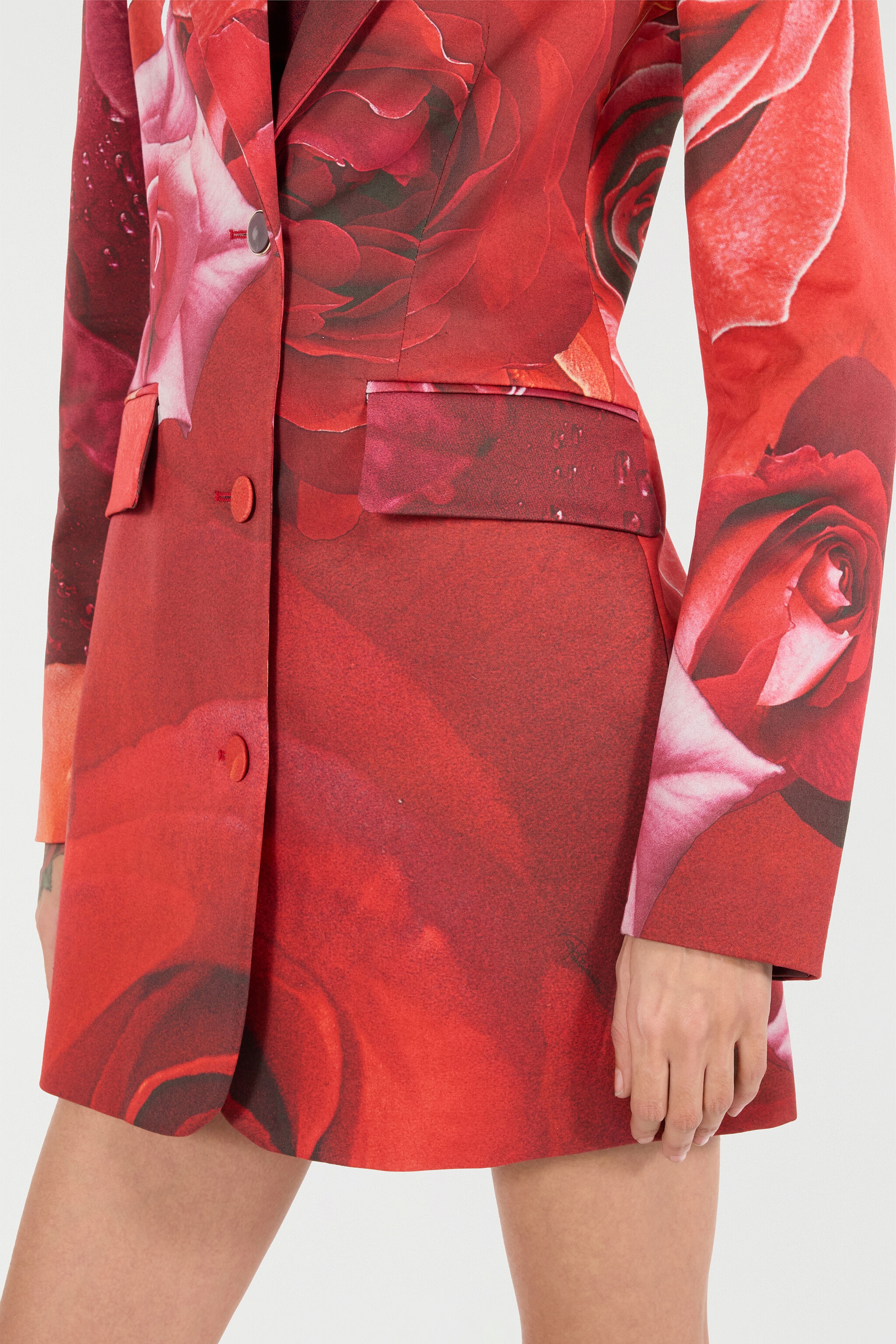Long Blazer With Rose Print - 7