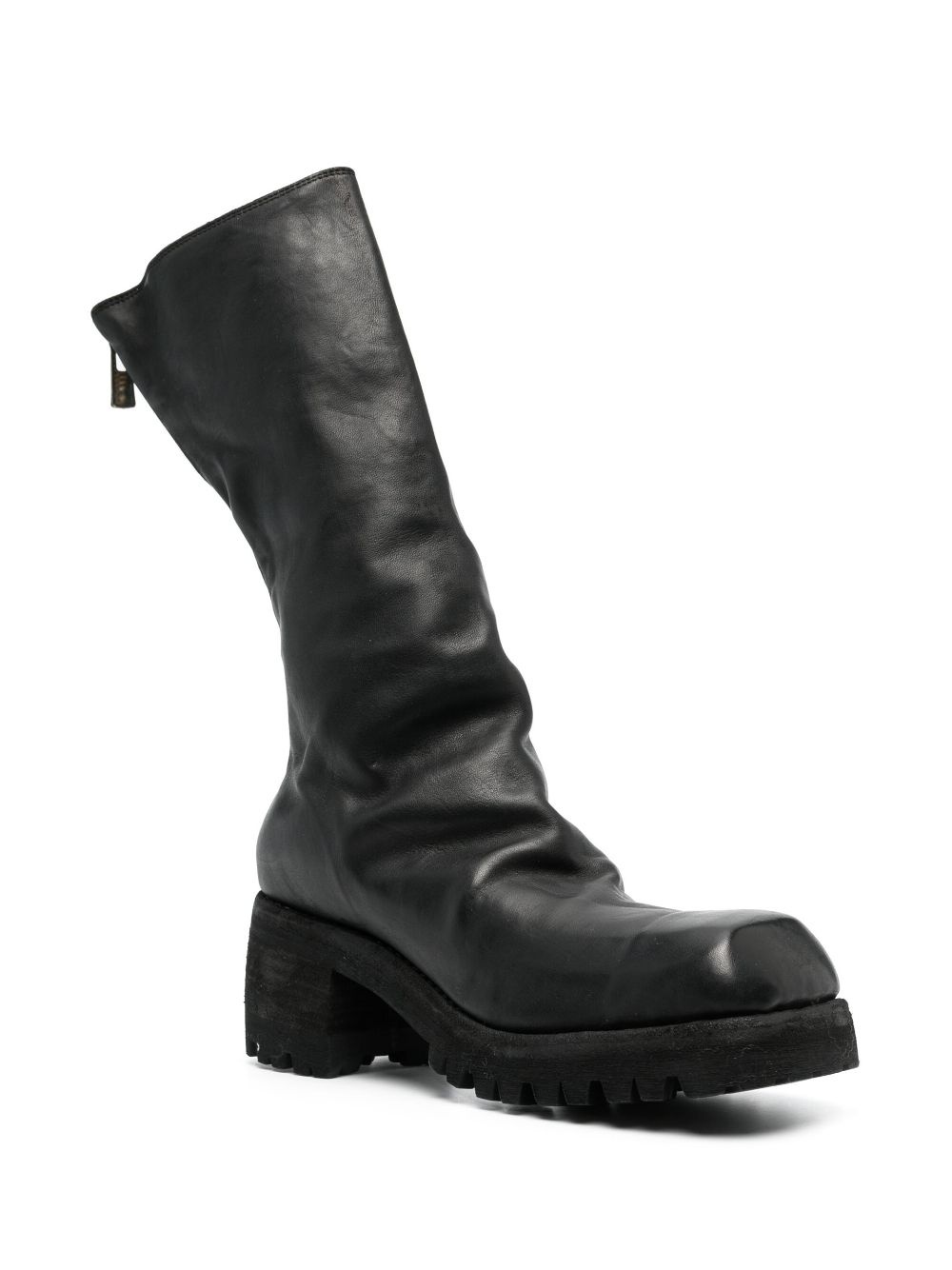 rear zip-fastening leather boots - 2