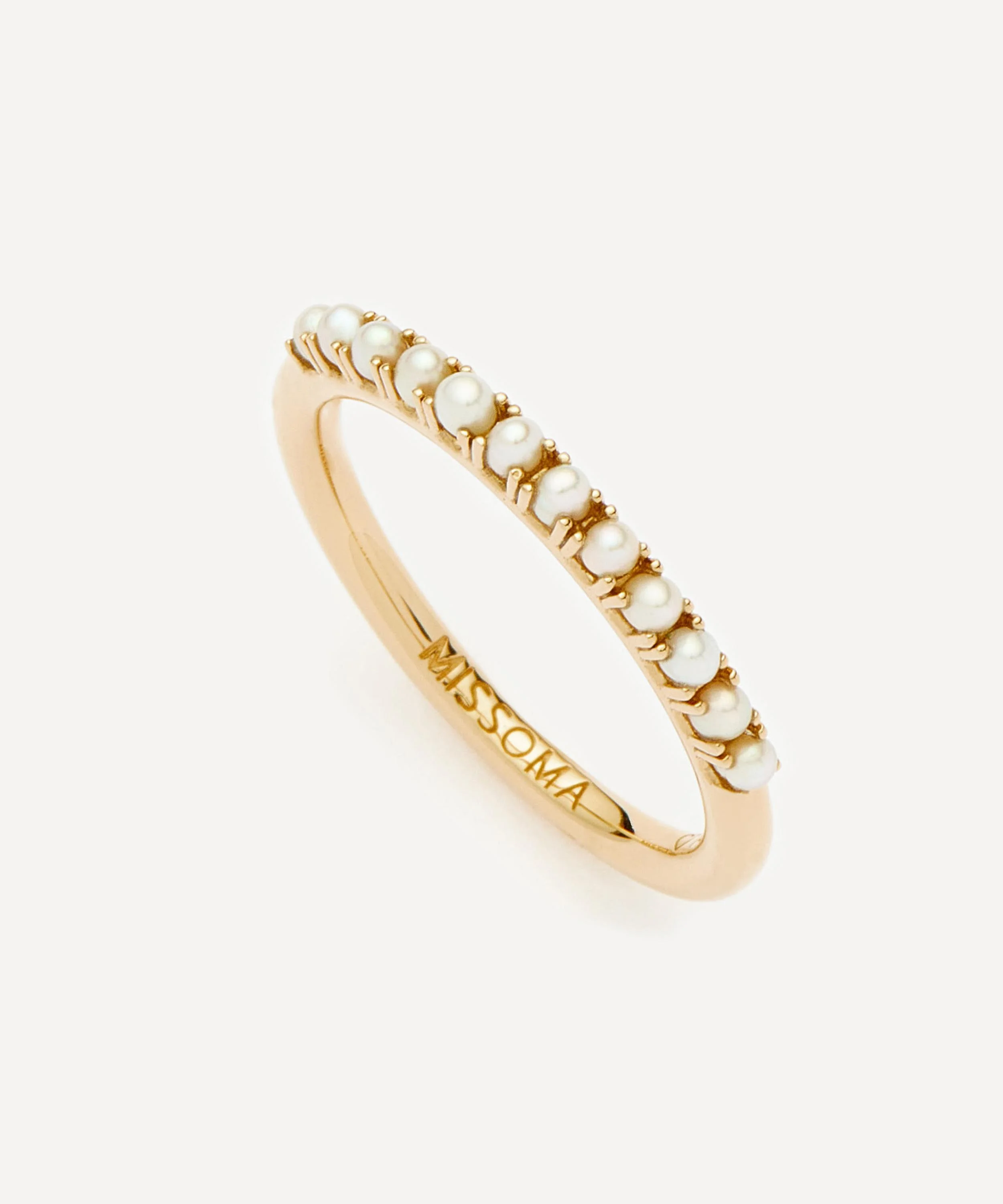 14ct Gold Fine Half Eternity Pearl Ring - 1