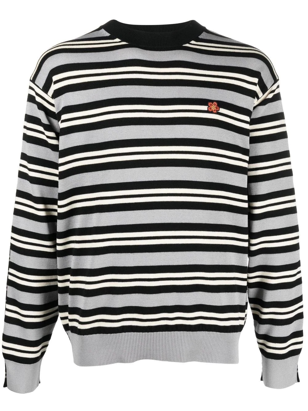 floral-embroidered striped jumper - 1